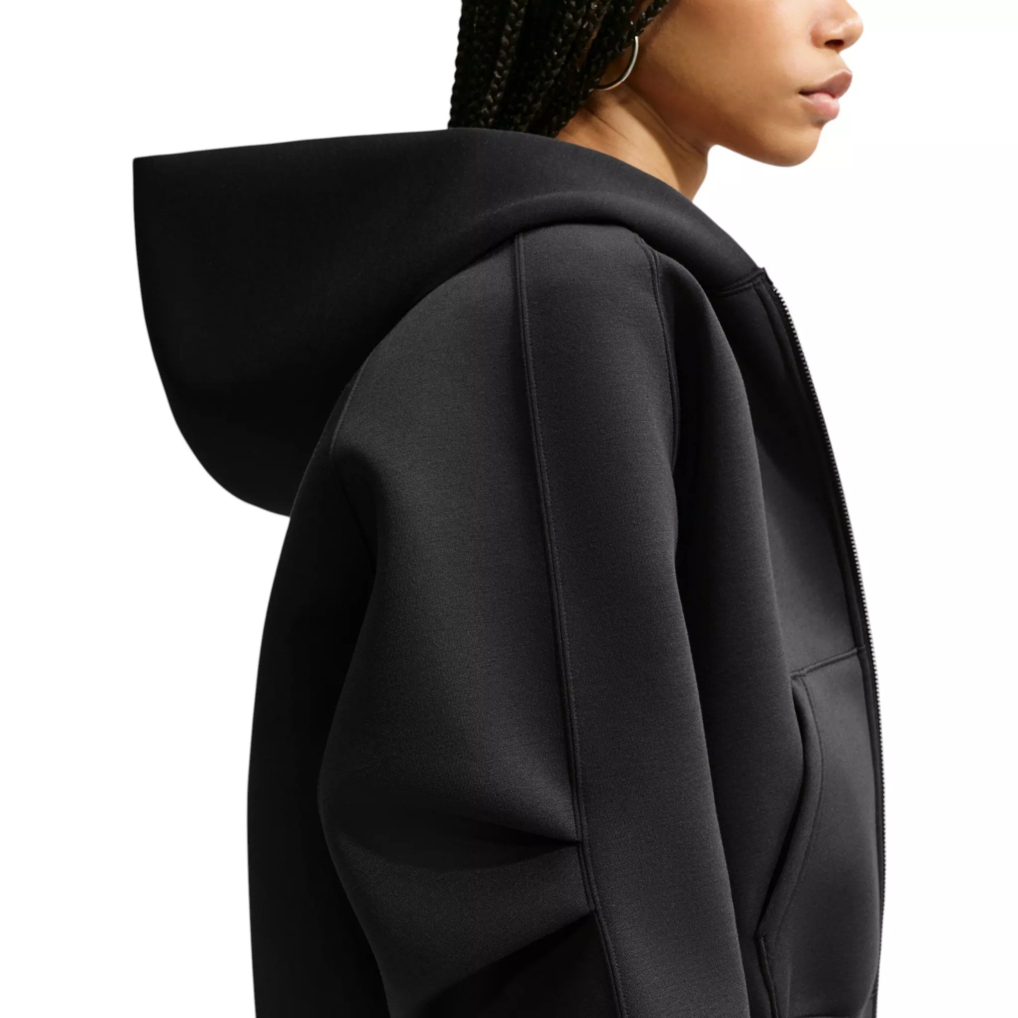 Nike Women's Article Fleece Oversized Full-Zip Hooded Jacket - Black/Silver - BLACK/SILVER
