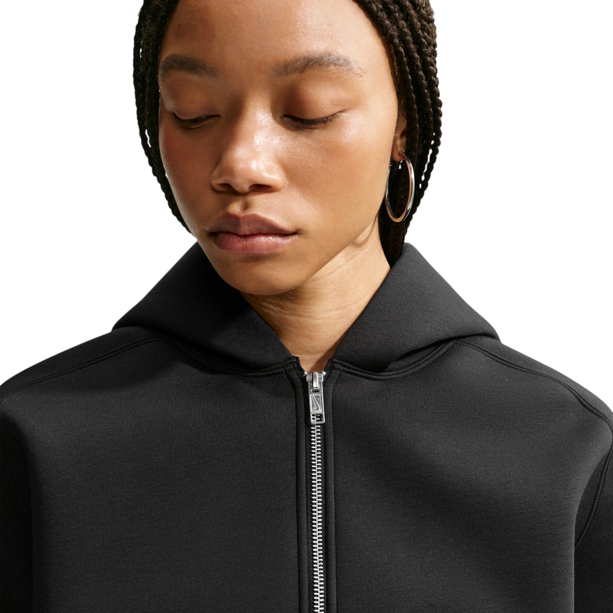 Nike Women's Article Fleece Oversized Full-Zip Hooded Jacket - Black/Silver - BLACK/SILVER