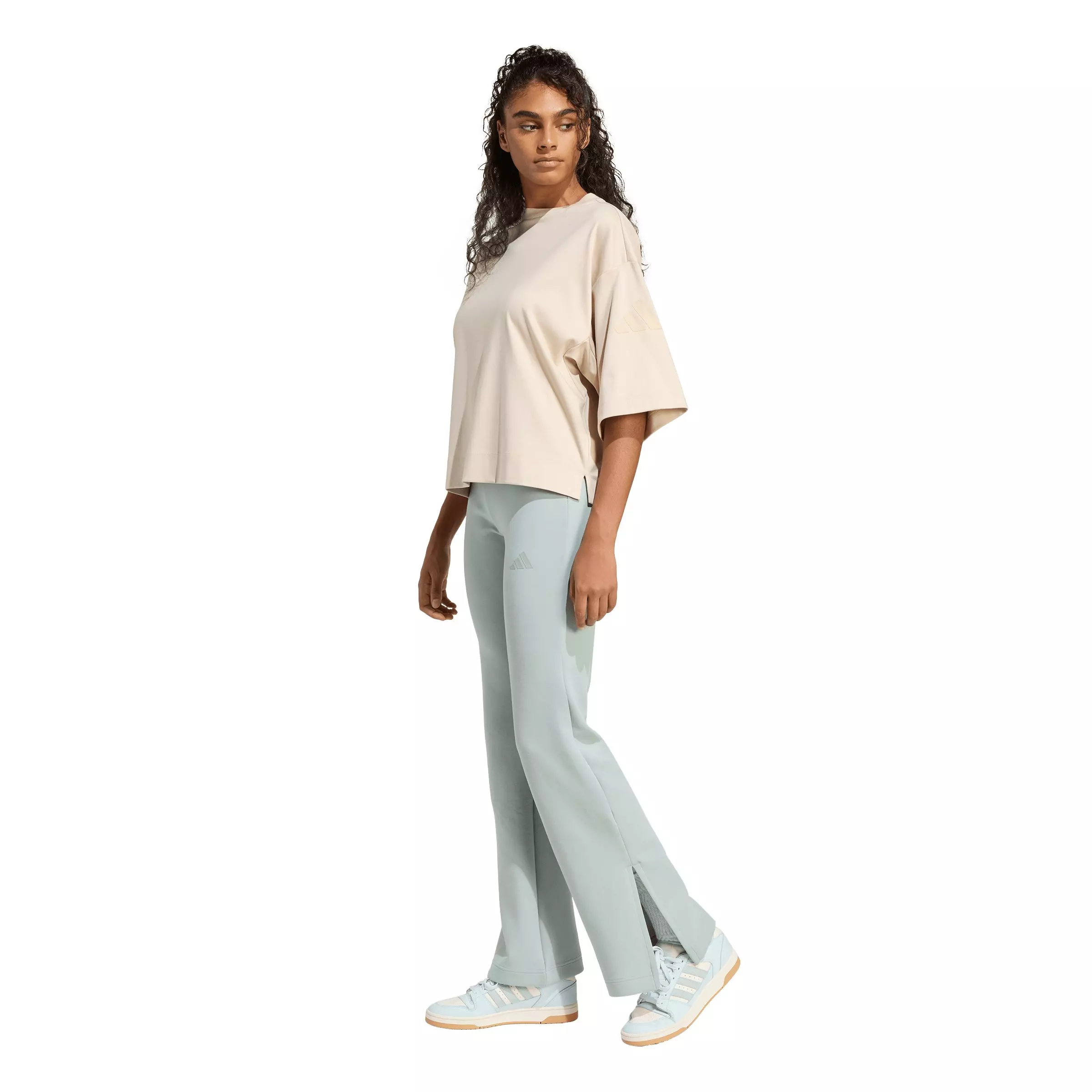 adidas Women's Soft Lux Flared Pants - Sage Green - SAGE GREEN