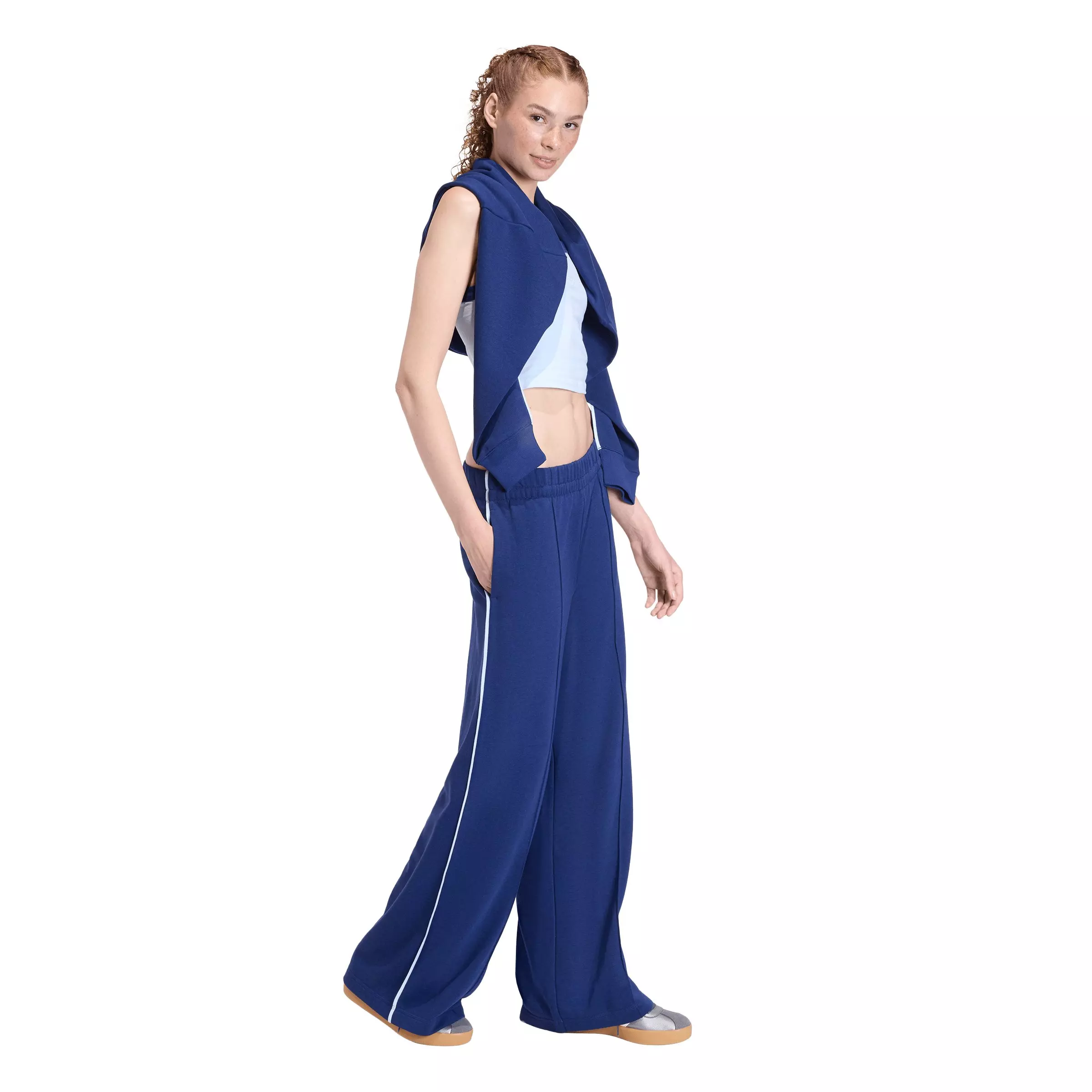 adidas Women's Seasonal Essentials Colorpop Embroidered Graphic Pants - Dark Blue - DARK BLUE