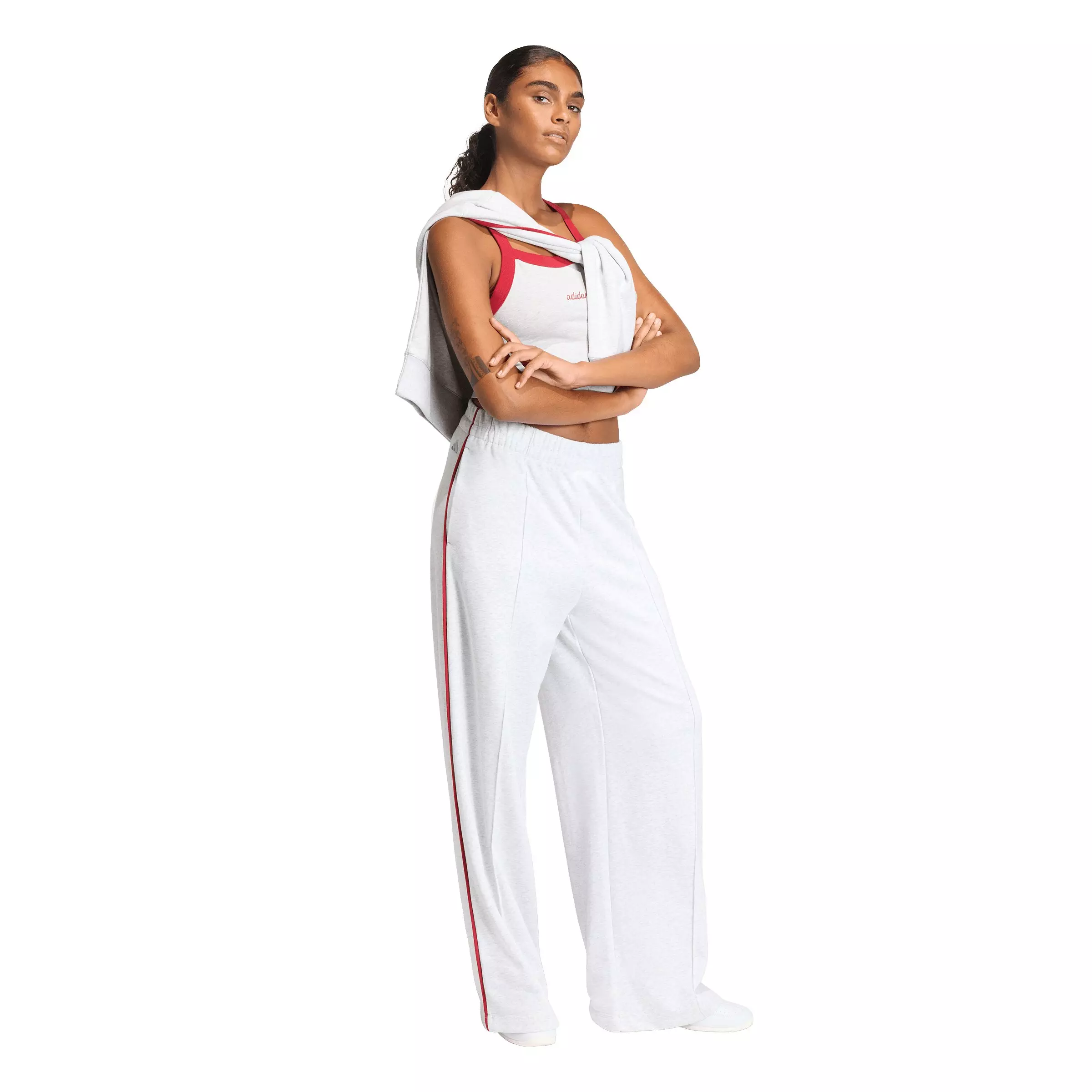 adidas Women's Seasonal Essentials Colorpop Embroidered Graphic Pants - Light Grey - LIGHT GREY