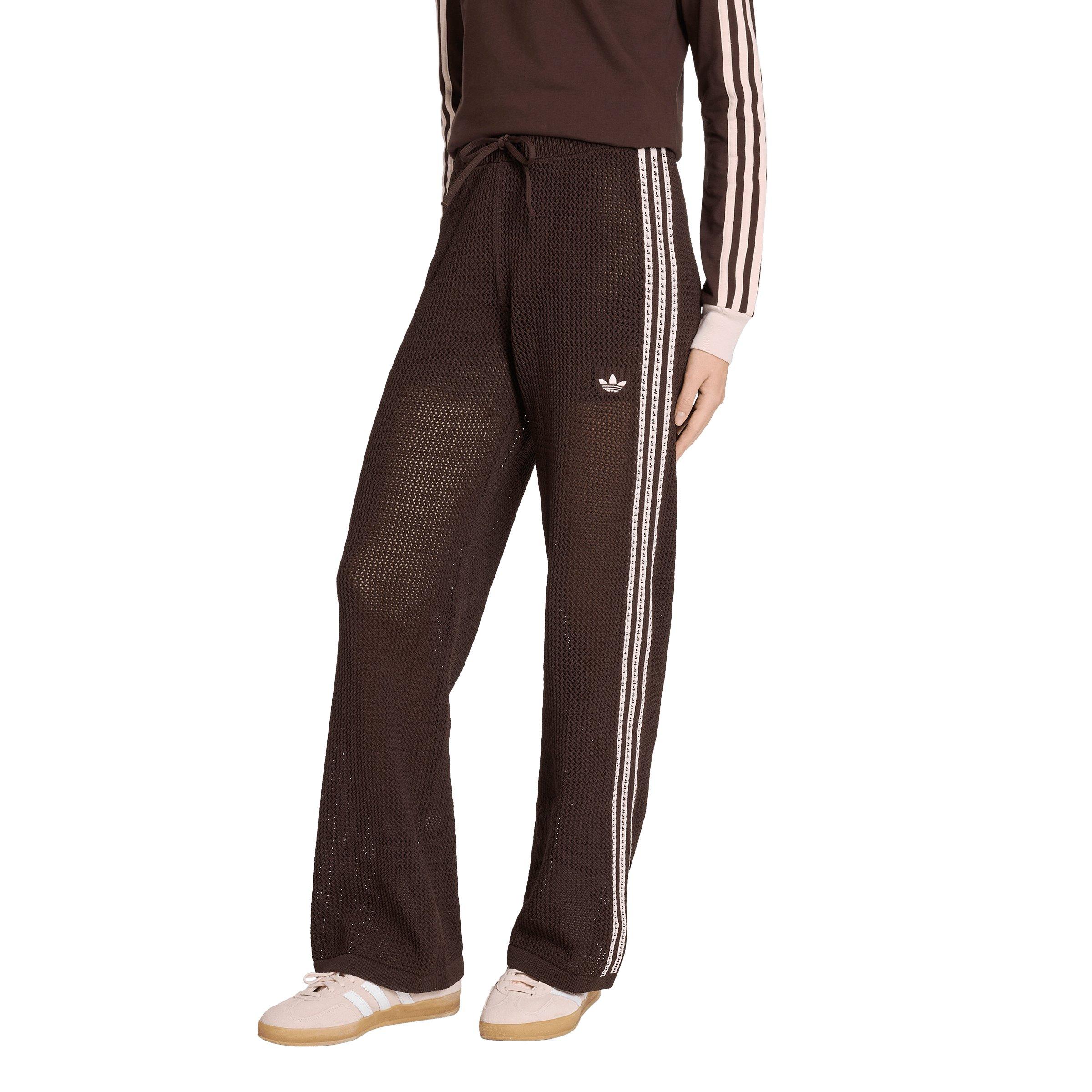 adidas Originals Women's Knitted Crochet Firebird Track Pants - Brown - BROWN Thumbnail View 1