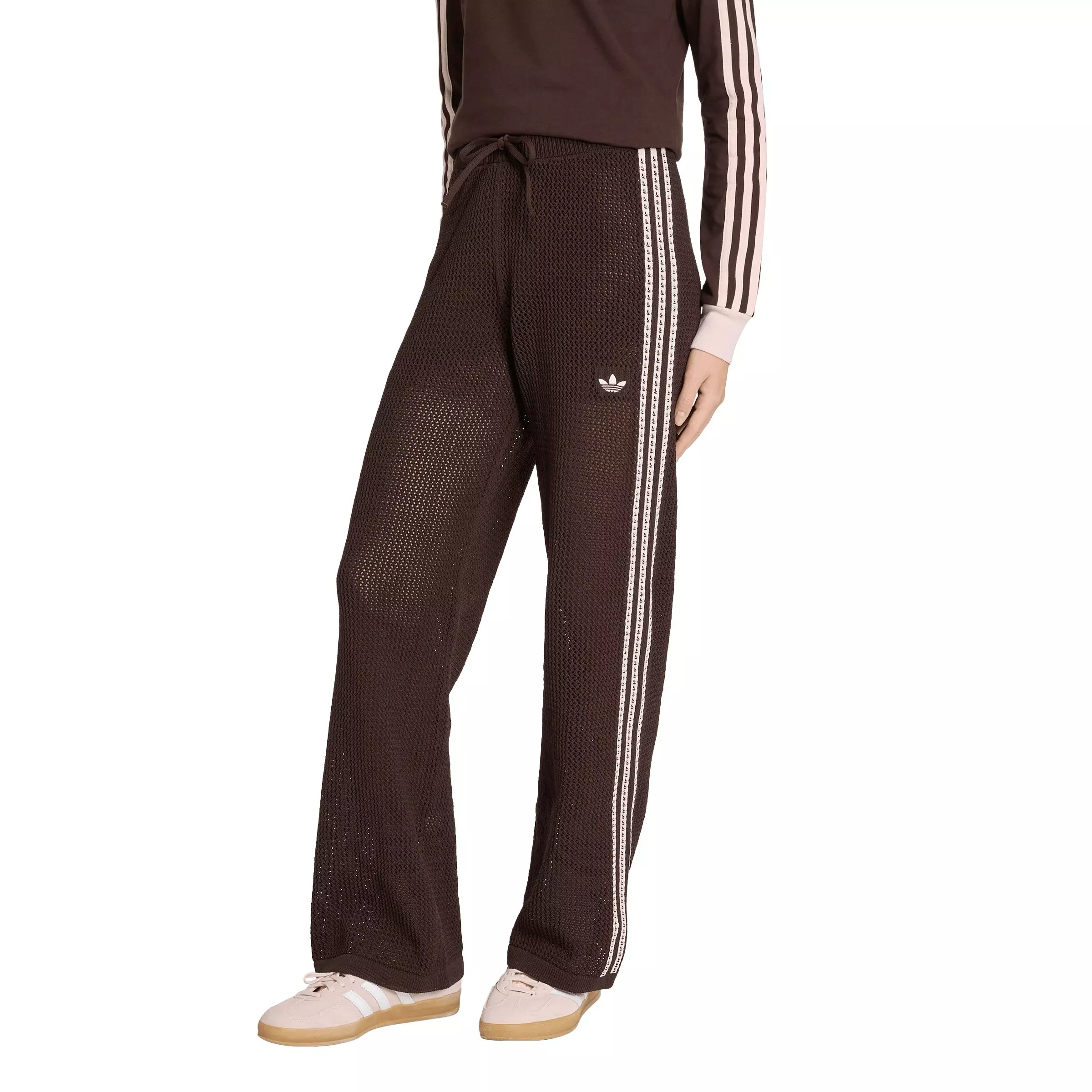 adidas Originals Women's Knitted Crochet Firebird Track Pants - Brown - BROWN
