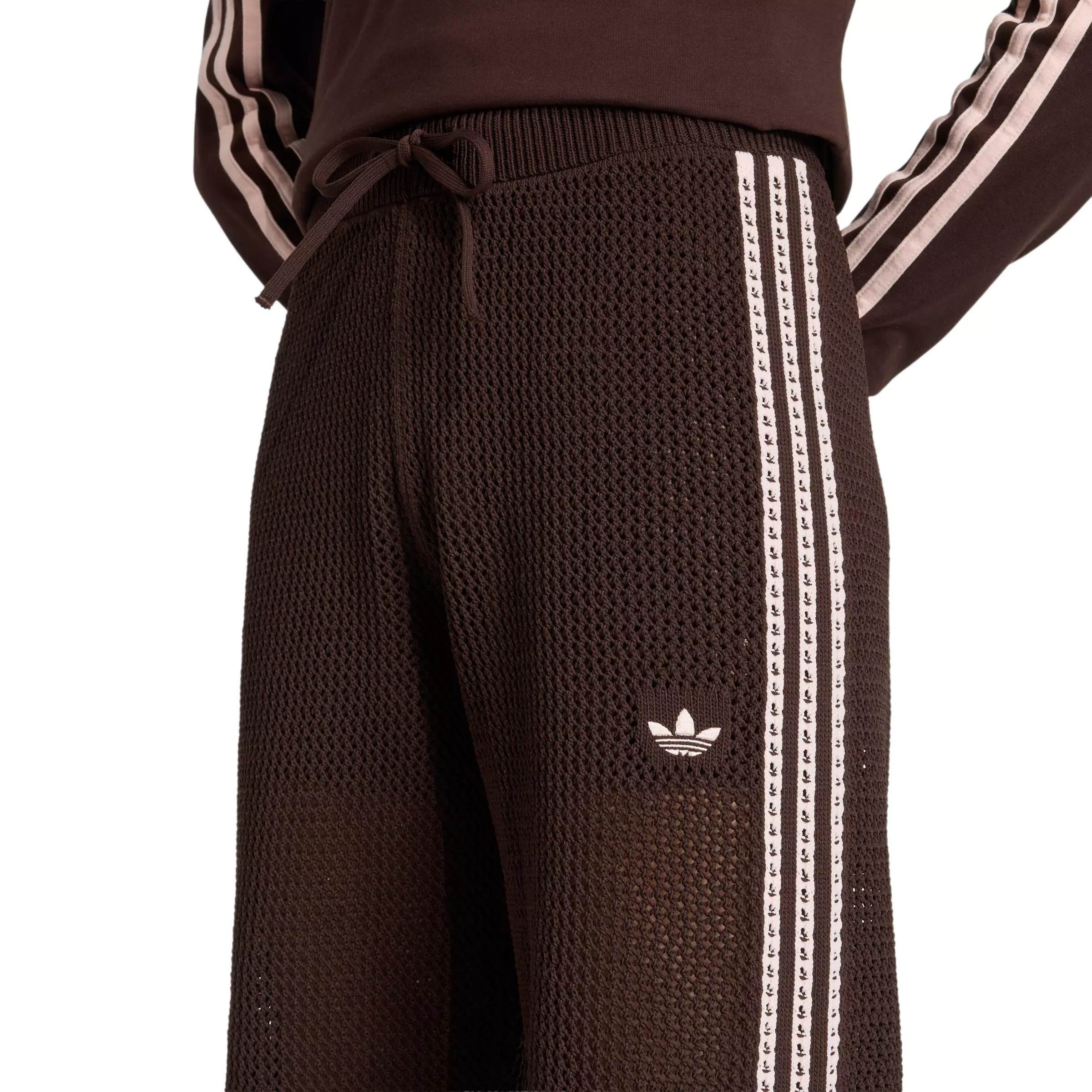 adidas Originals Women's Knitted Crochet Firebird Track Pants - Brown - BROWN