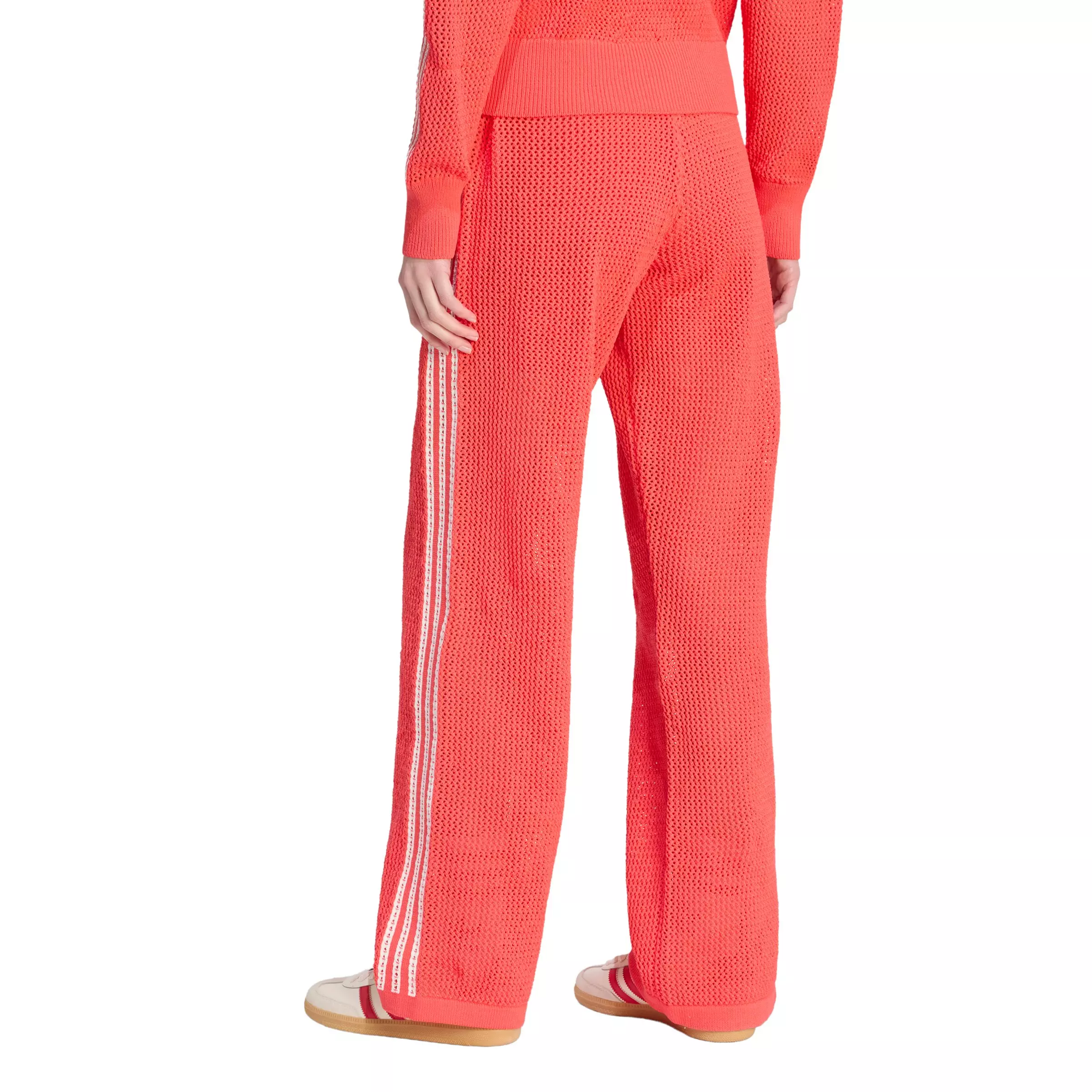 adidas Originals Women's Knitted Crochet Firebird Track Pants - Red - RED