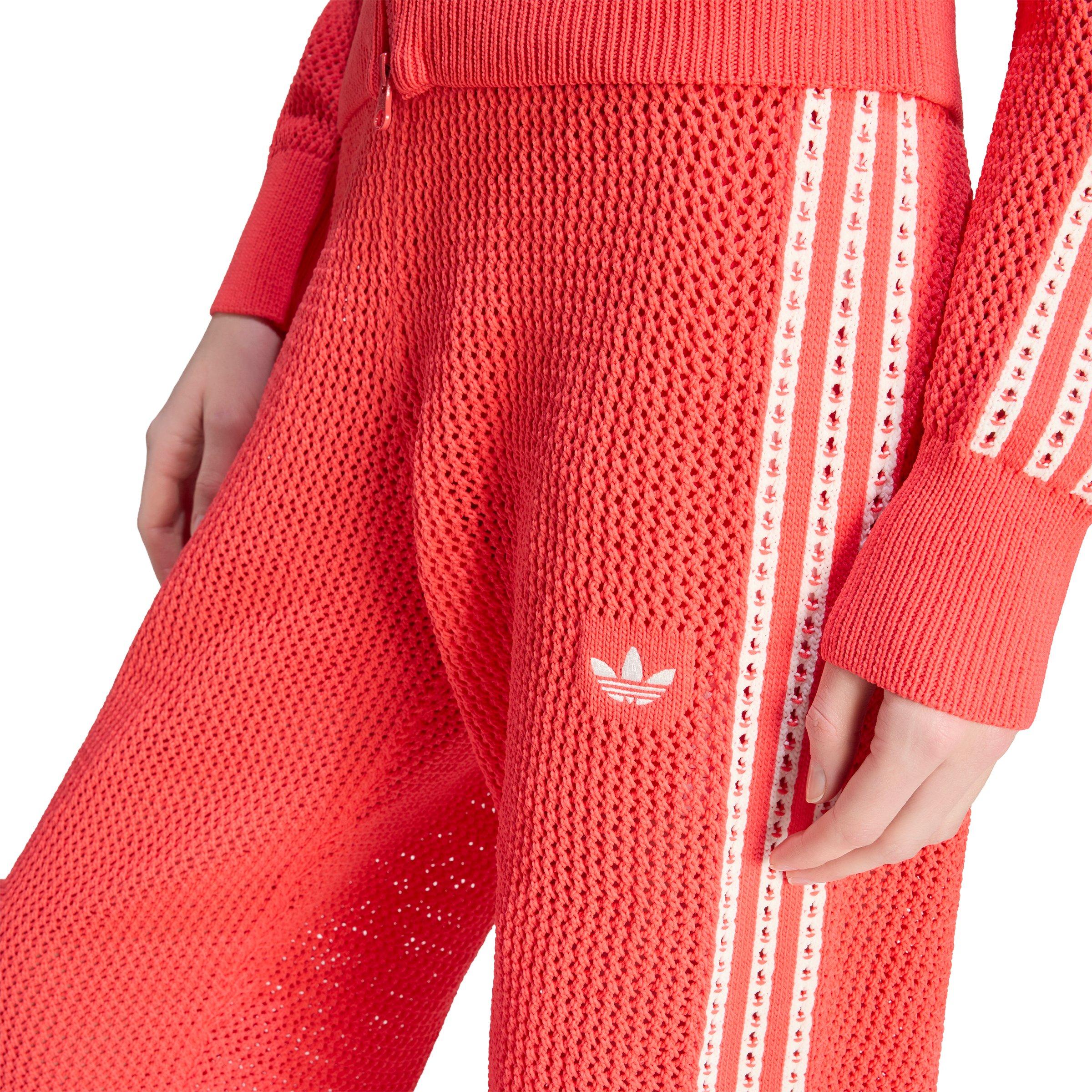 adidas Originals Women's Knitted Crochet Firebird Track Pants - Red - RED Thumbnail View 3