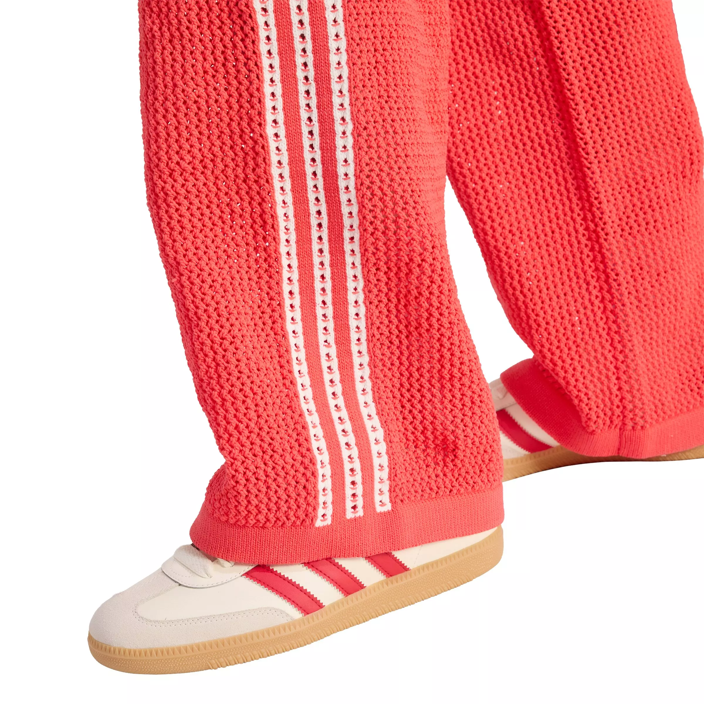 adidas Originals Women's Knitted Crochet Firebird Track Pants - Red - RED