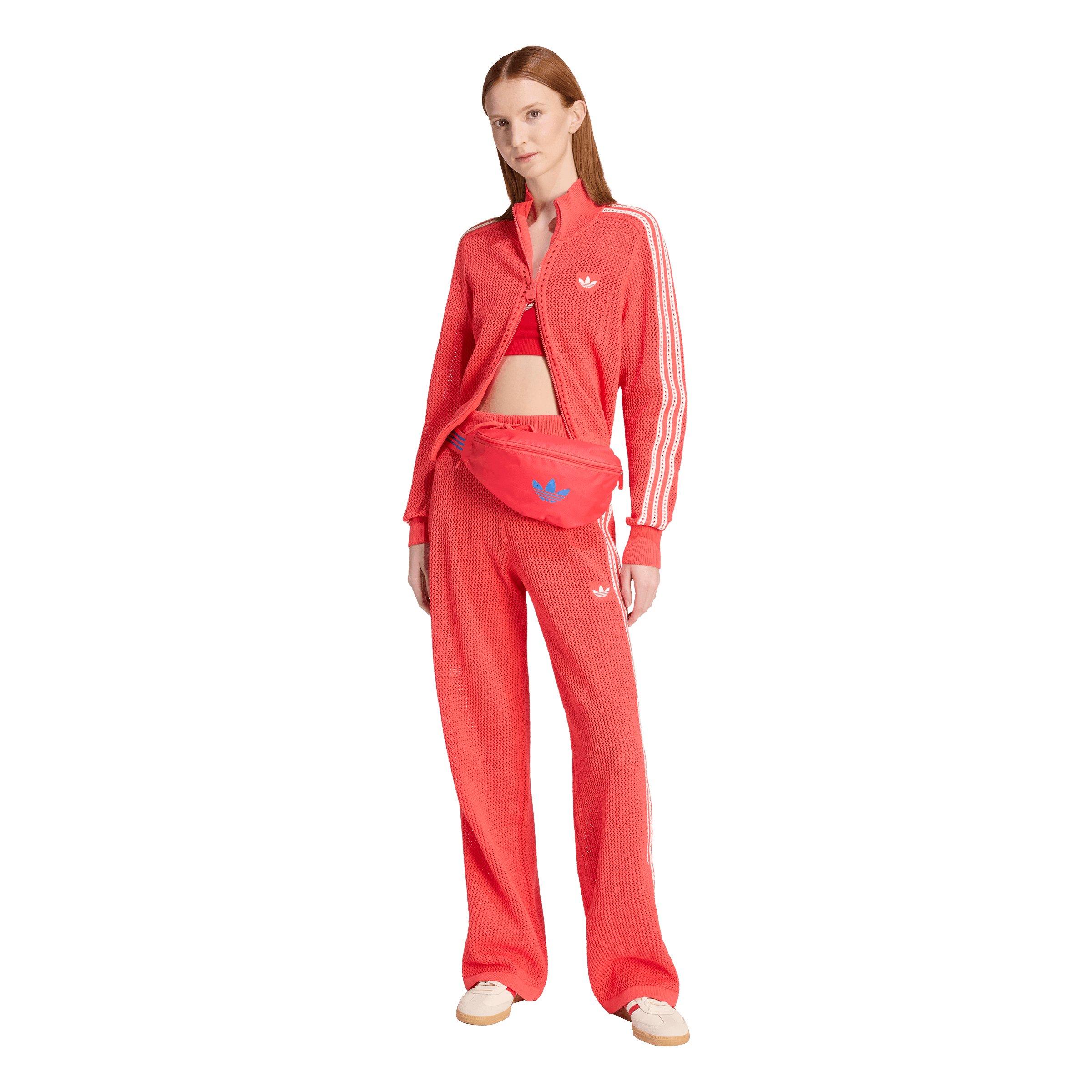 adidas Originals Women's Knitted Crochet Firebird Track Pants - Red - RED Thumbnail View 5