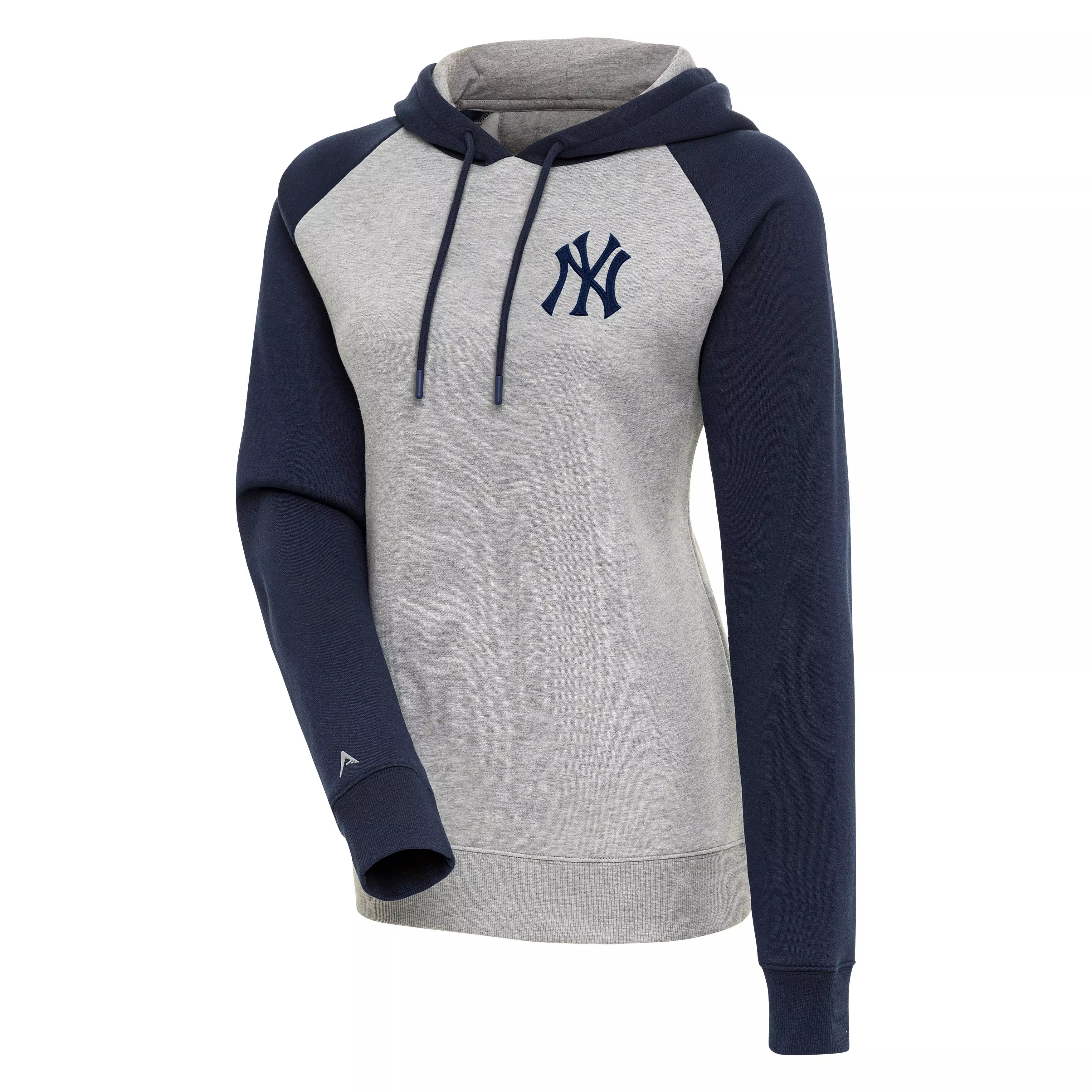 Antigua Women's New York Yankees Victory Raglan Pullover Hoodie - GREY/NAVY