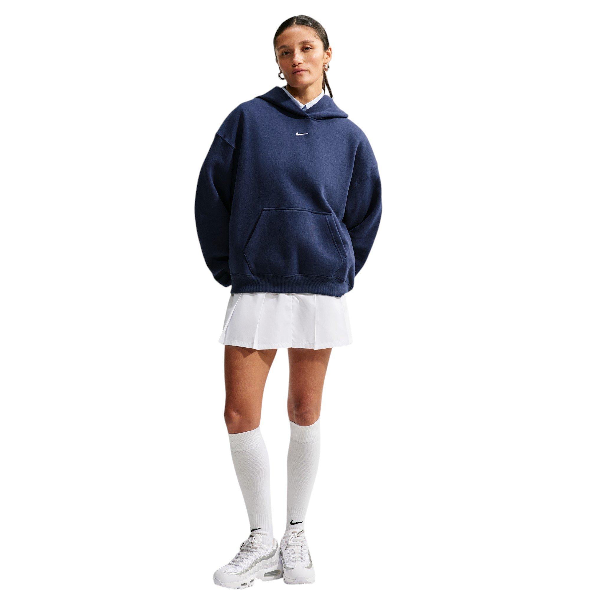 Nike Women's Studio Fleece Medium Weight Oversized Pullover Hoodie - Navy - NAVY