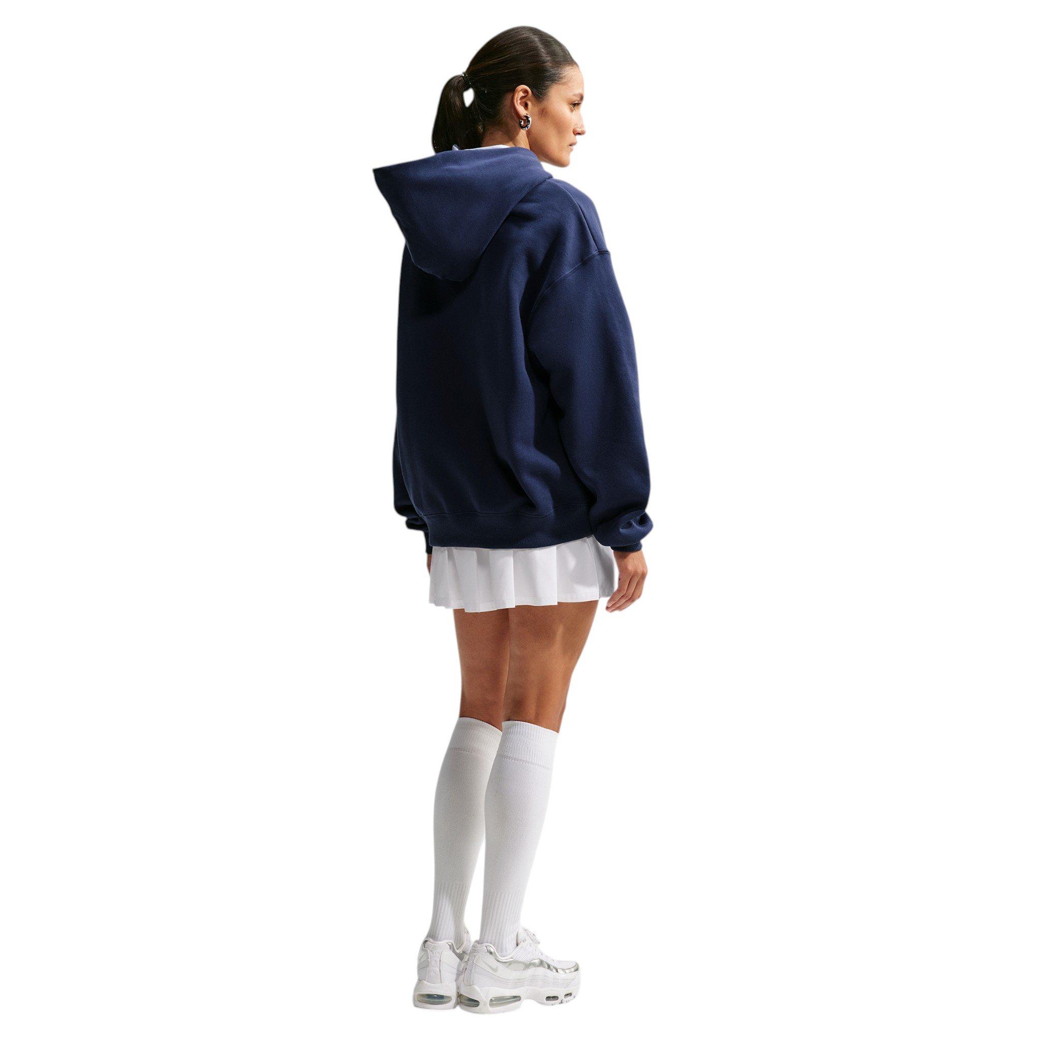 Nike Women's Studio Fleece Medium Weight Oversized Pullover Hoodie - Navy - NAVY