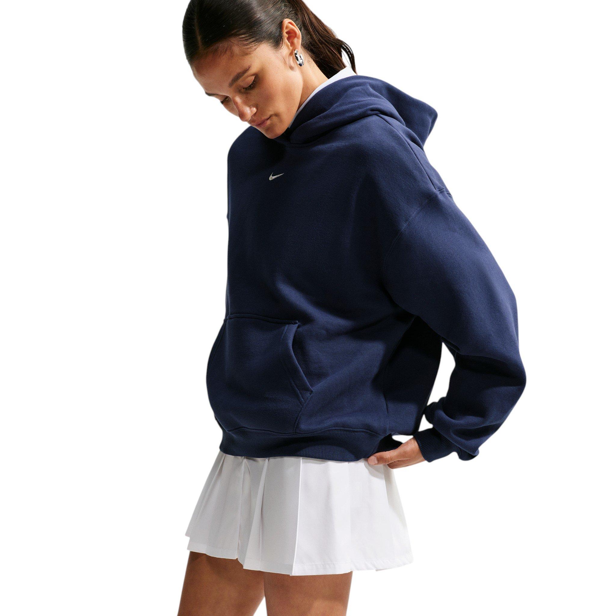 Nike Women's Studio Fleece Medium Weight Oversized Pullover Hoodie - Navy - NAVY