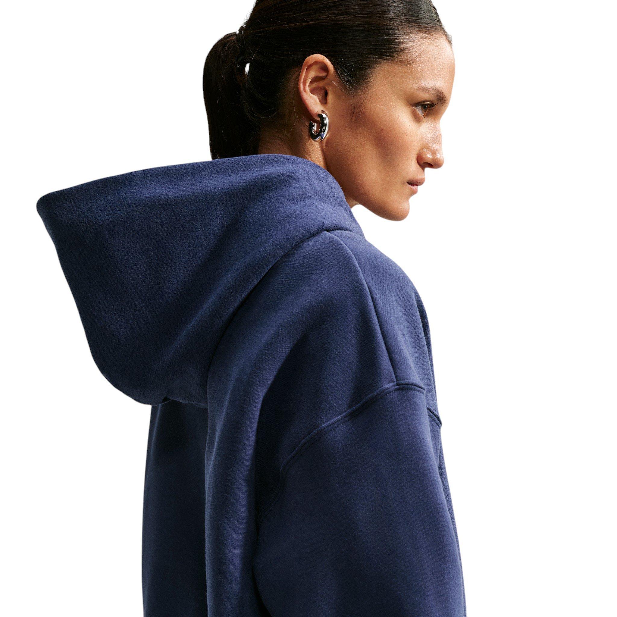 Nike Women's Studio Fleece Medium Weight Oversized Pullover Hoodie - Navy - NAVY