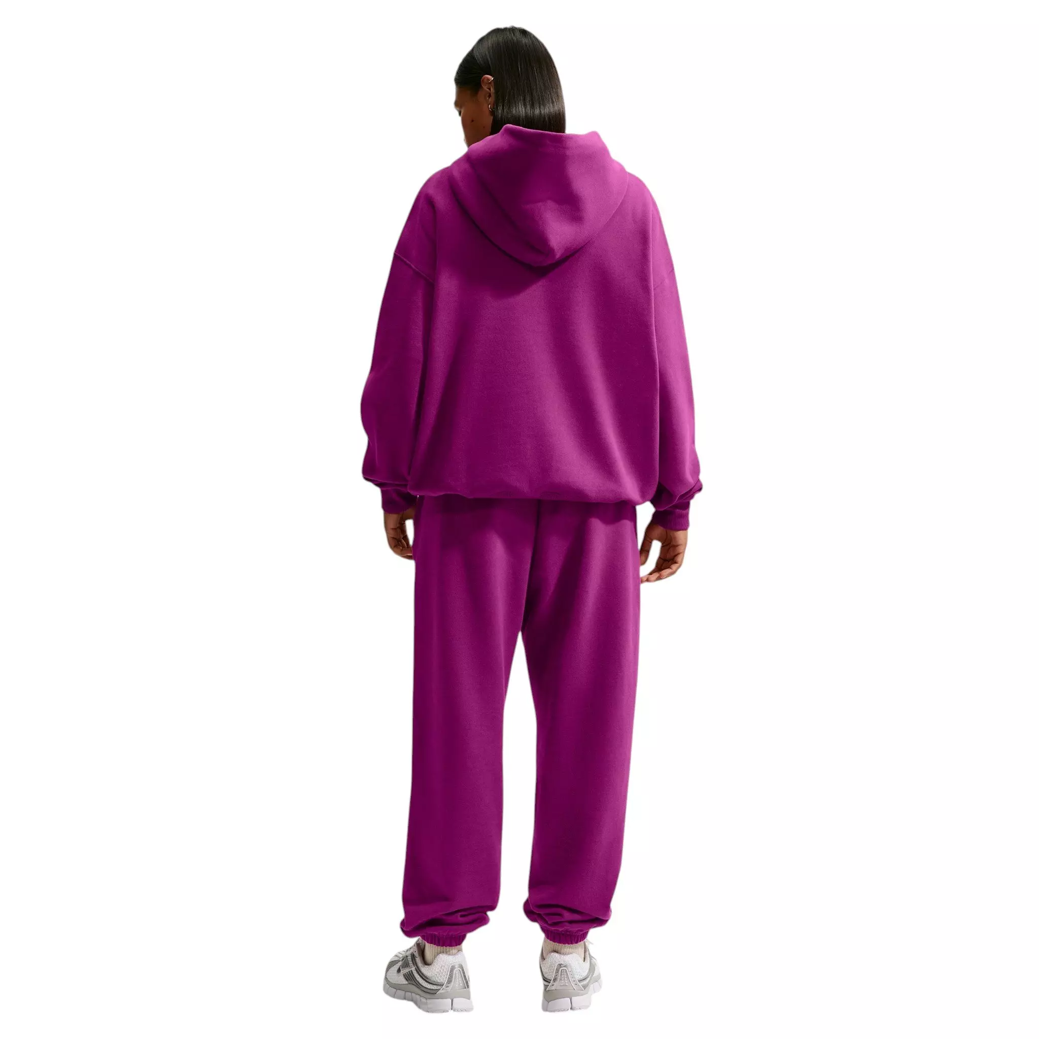 Nike Women's Studio Fleece Medium Weight Oversized Pullover Hoodie - Berry - BERRY