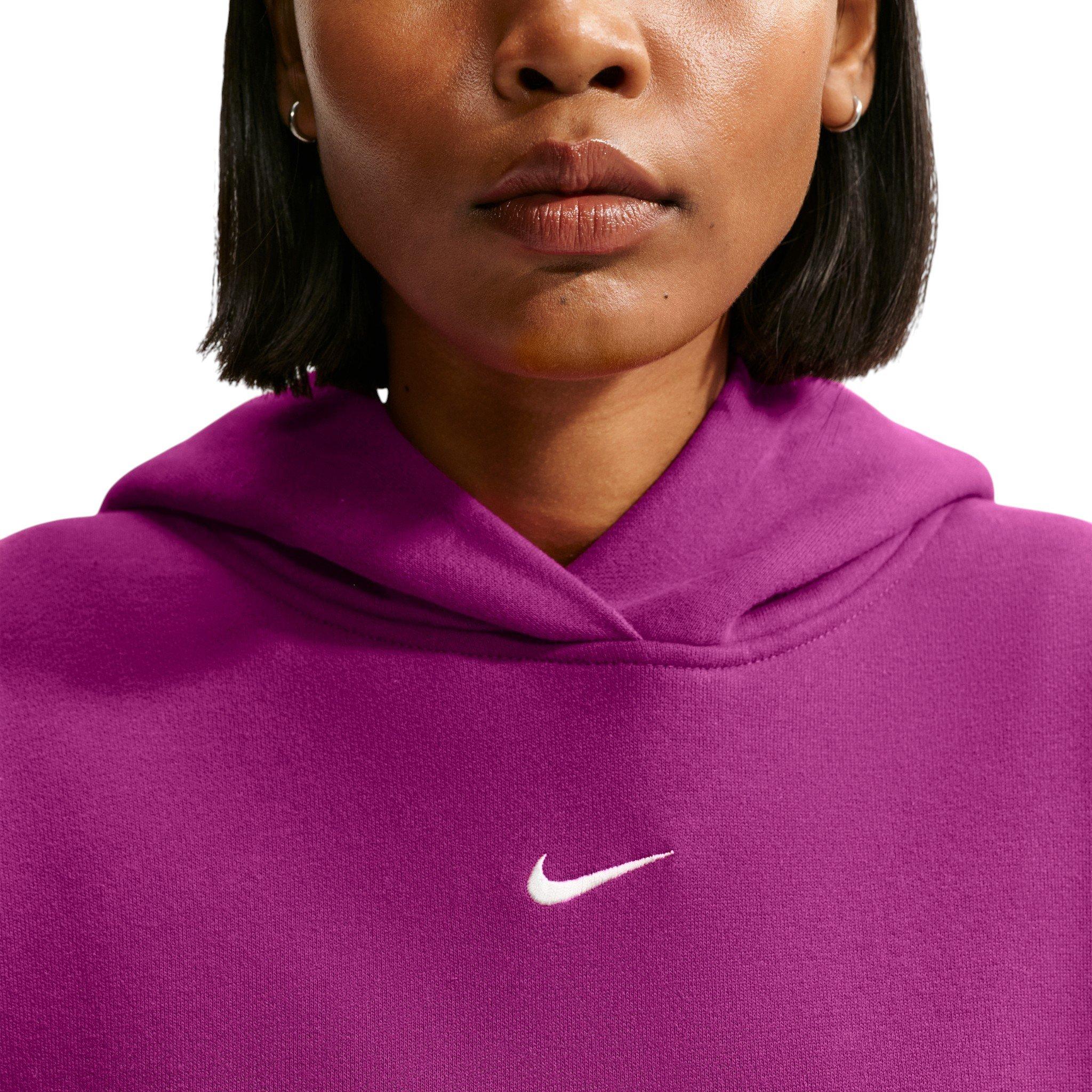 Nike Women's Studio Fleece Medium Weight Oversized Pullover Hoodie - Berry - BERRY