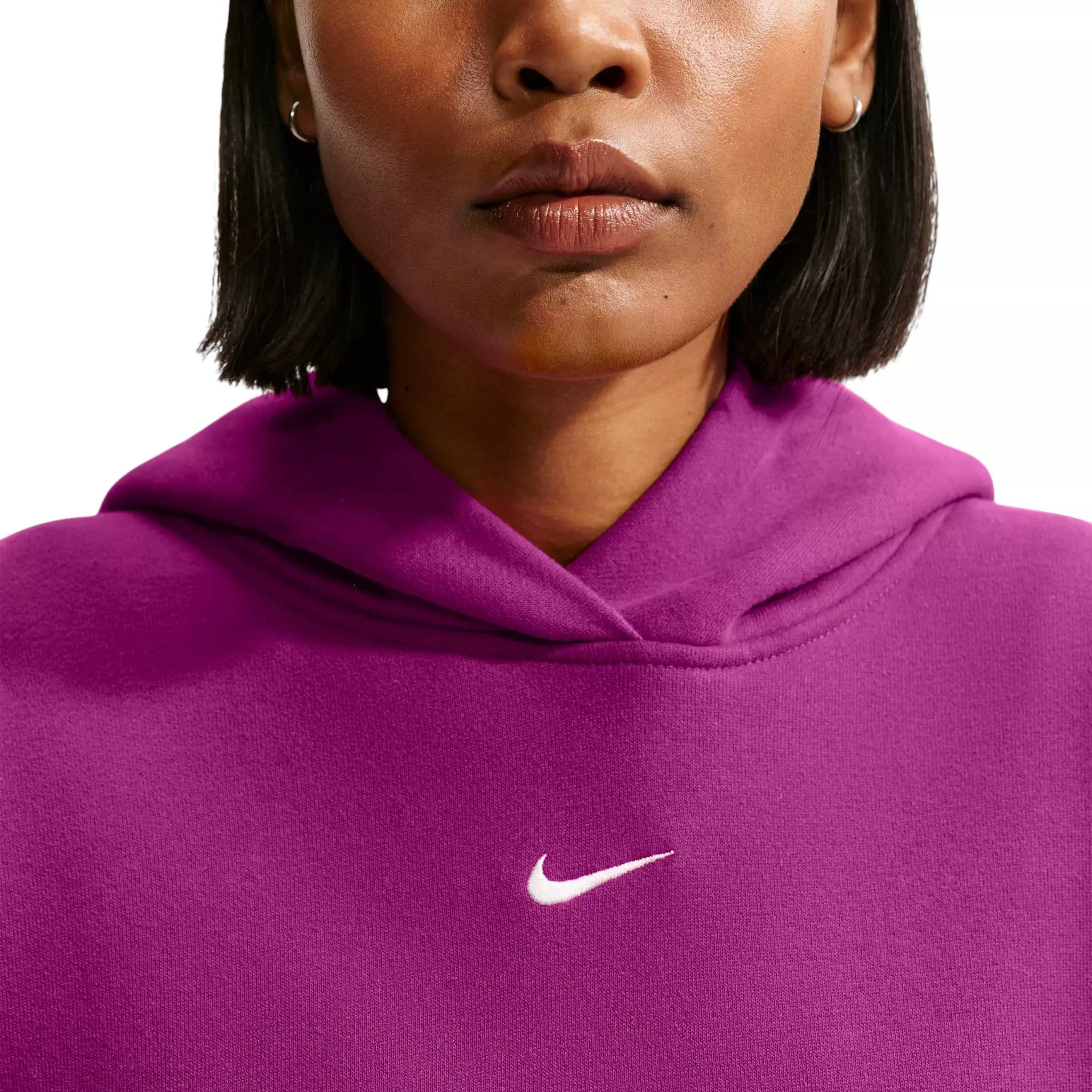Nike Women's Studio Fleece Medium Weight Oversized Pullover Hoodie - Berry - BERRY