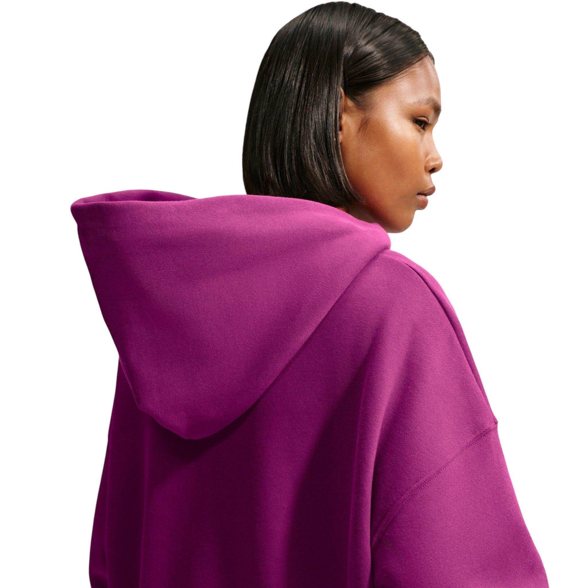 Nike Women's Studio Fleece Medium Weight Oversized Pullover Hoodie - Berry - BERRY