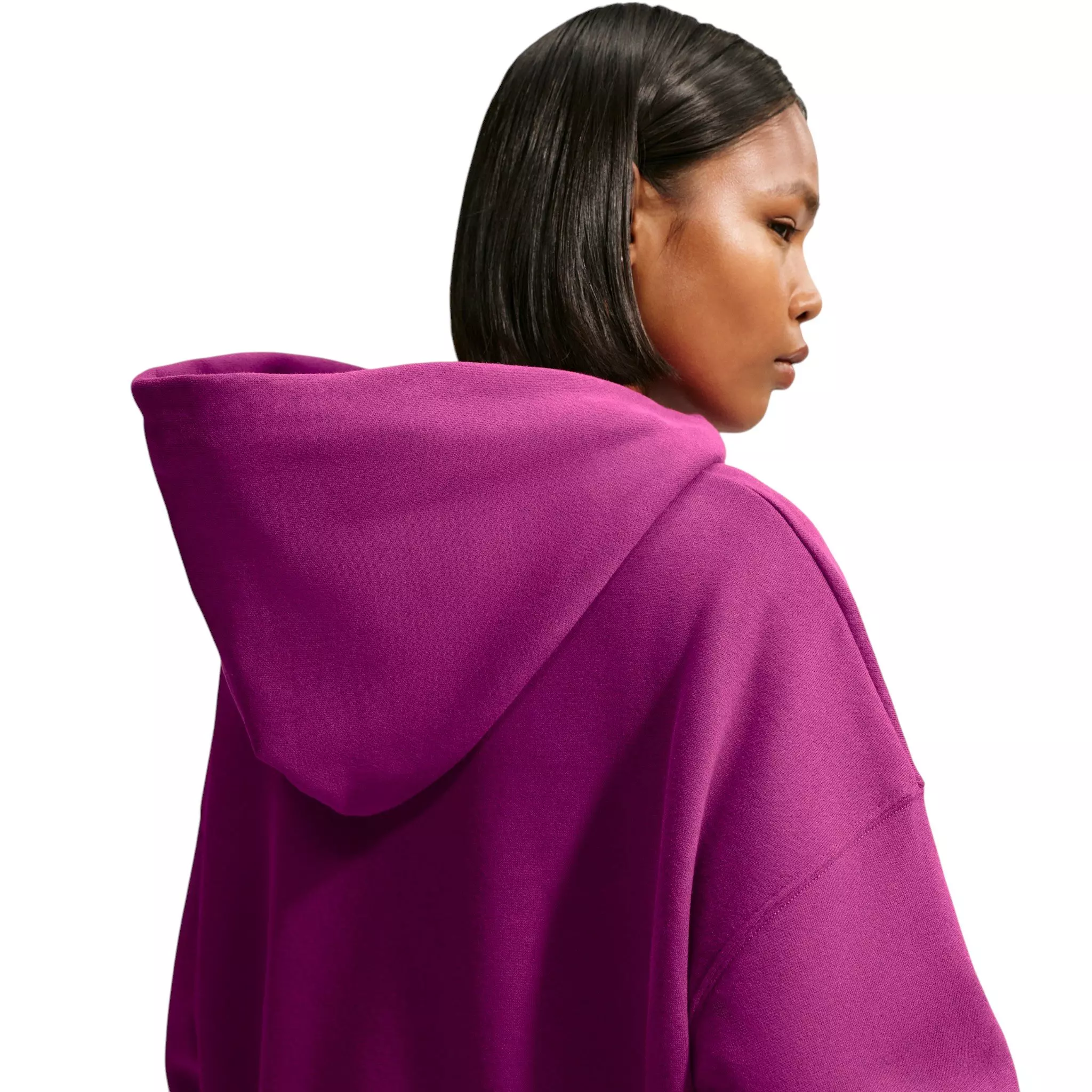 Nike Women's Studio Fleece Medium Weight Oversized Pullover Hoodie - Berry - BERRY