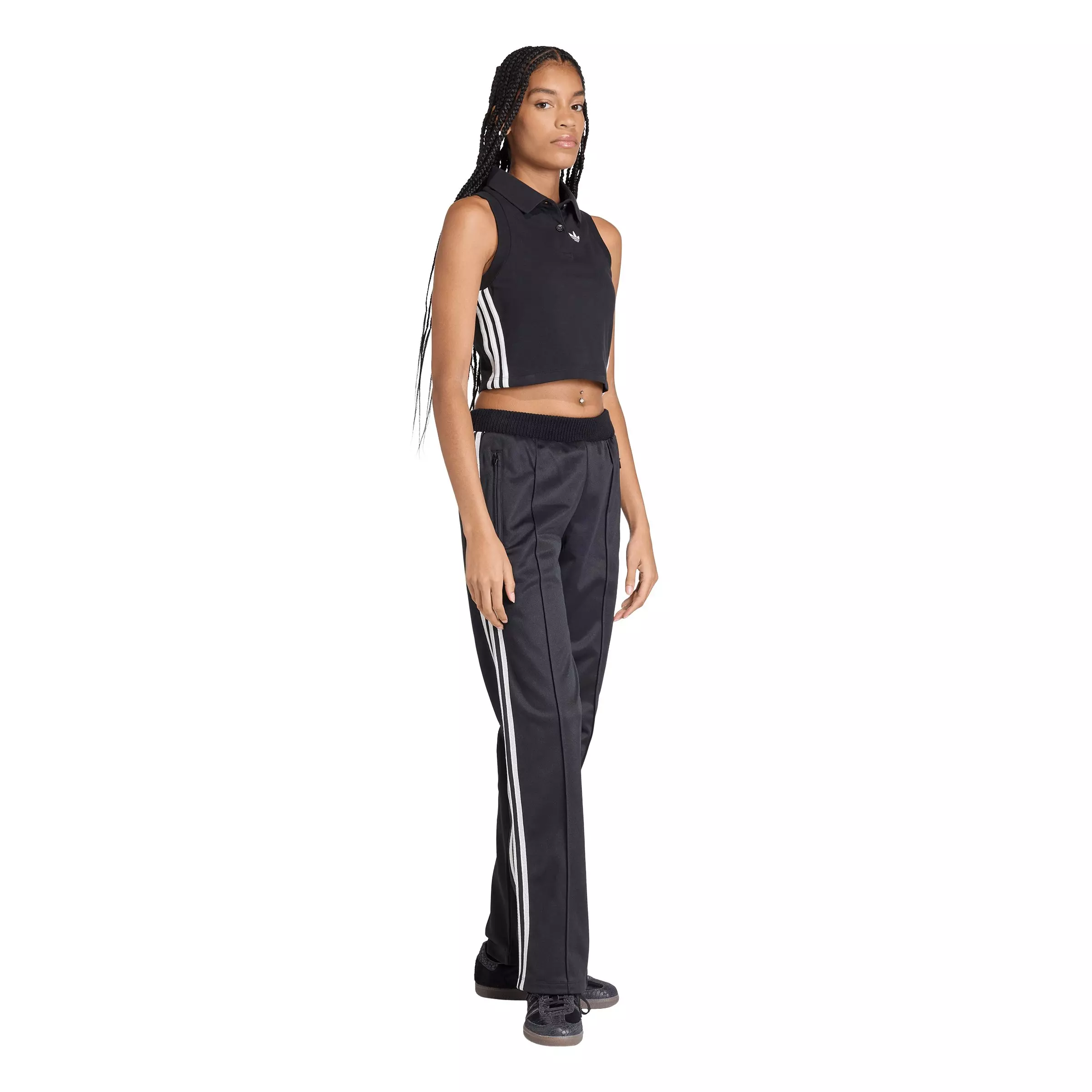 adidas Originals Women's Firebird Knitted Crochet Detail Track Pants - Black - BLACK