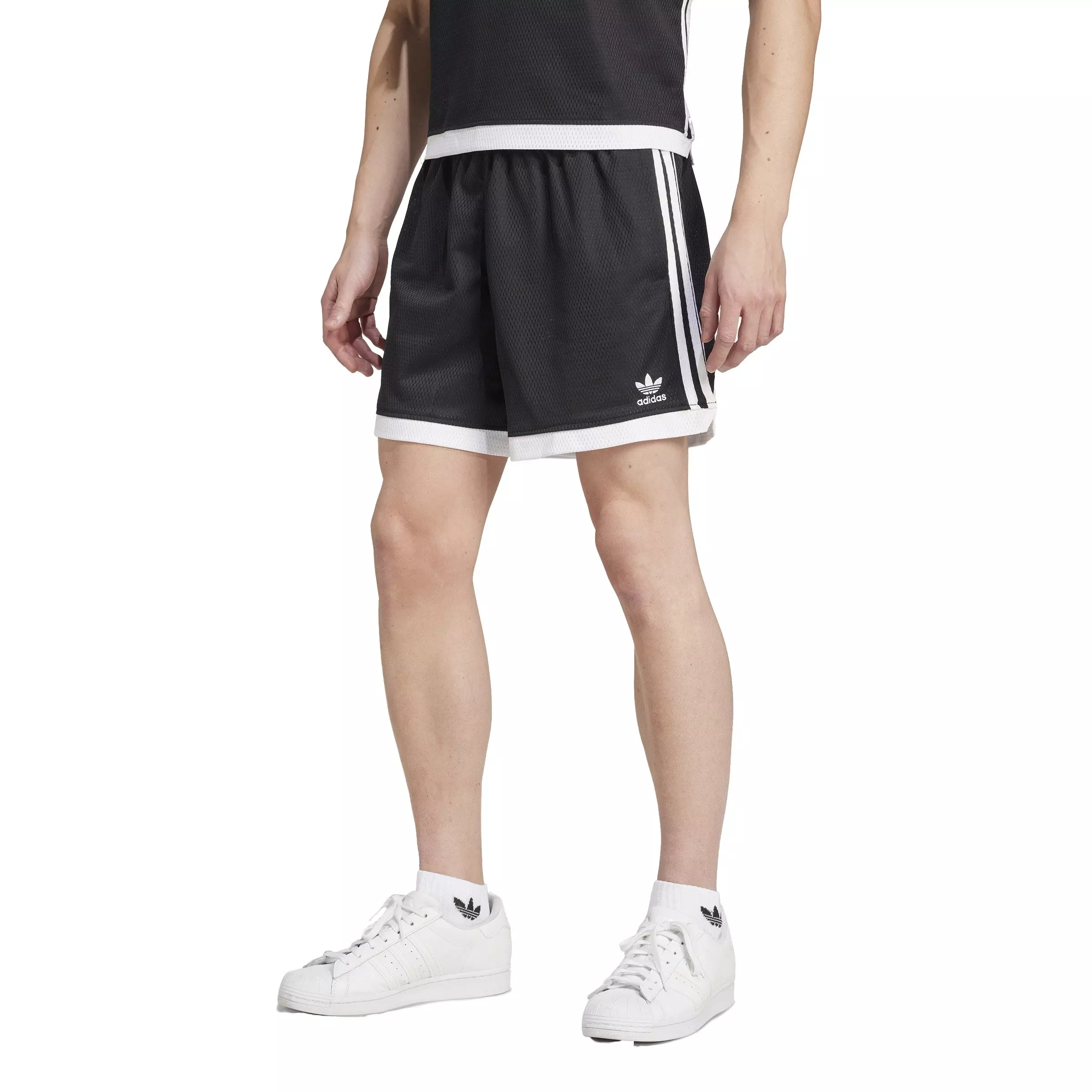 adidas Originals Men's Adicolor 3-Stripes Mock Eyelet Shorts - BLACK
