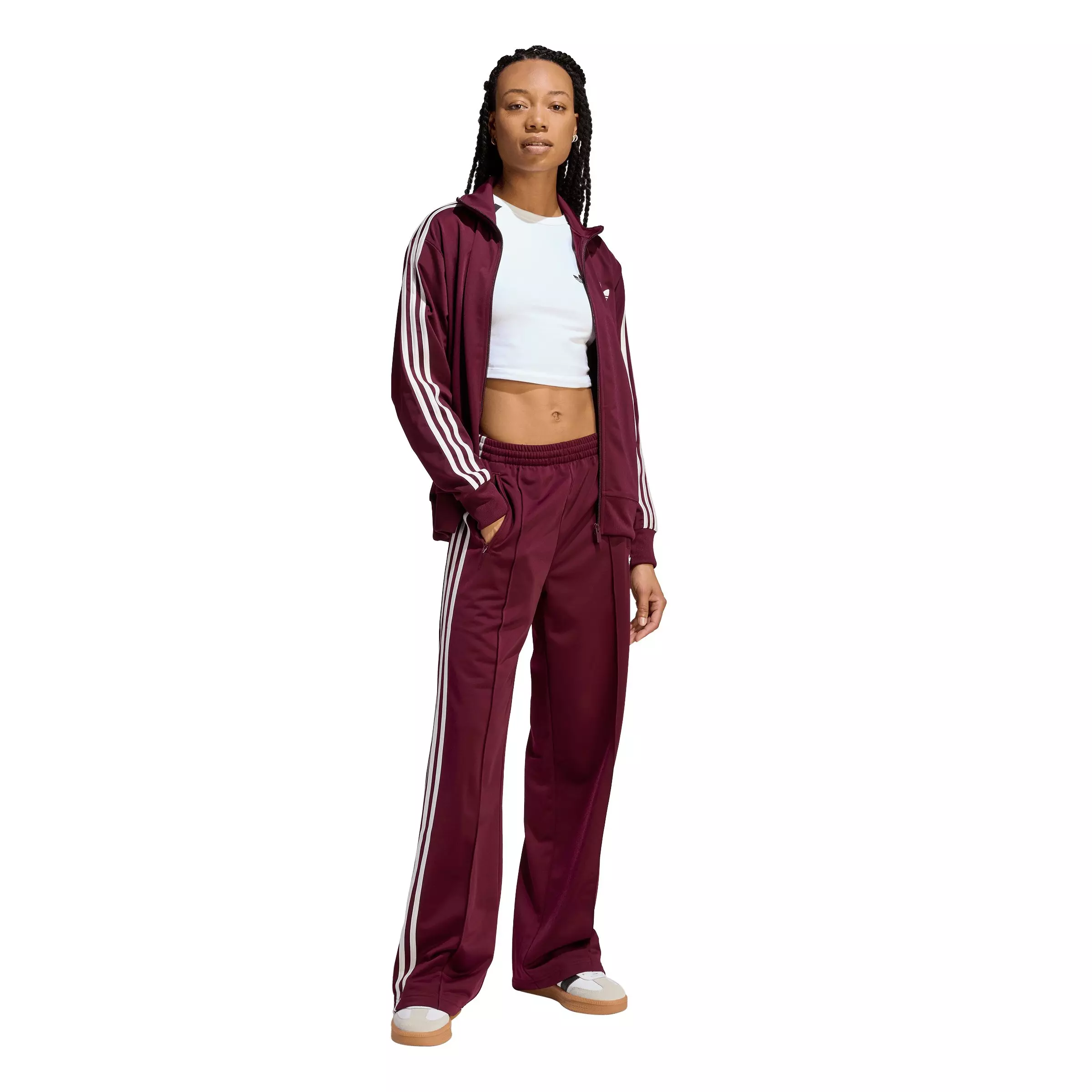 adidas Originals Women's Firebird Loose Fit Track Pants - Maroon - MAROON