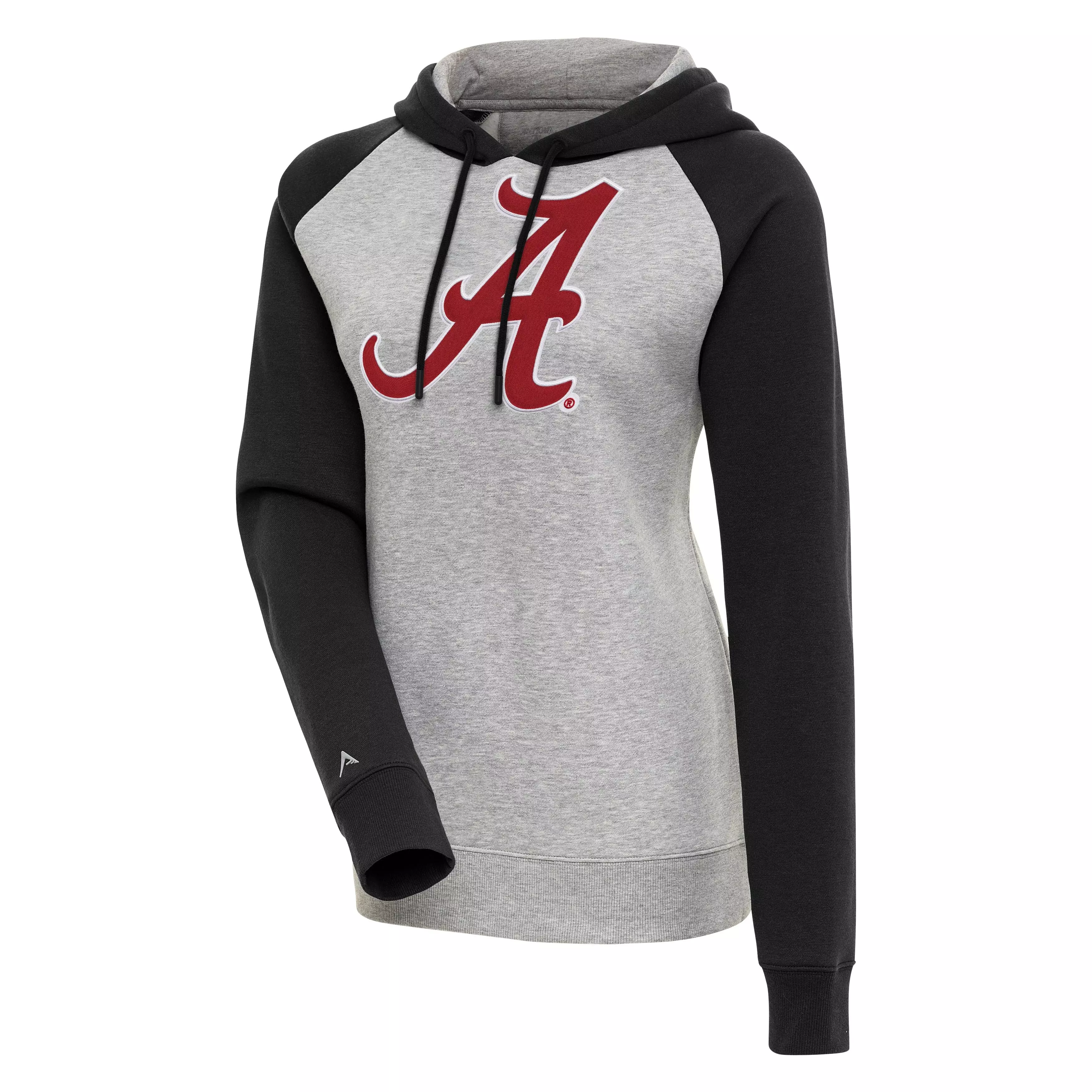 Antigua Women's Alabama Crimson Tide Large Logo Victory Raglan Pullover Hoodie - GREY/BLACK