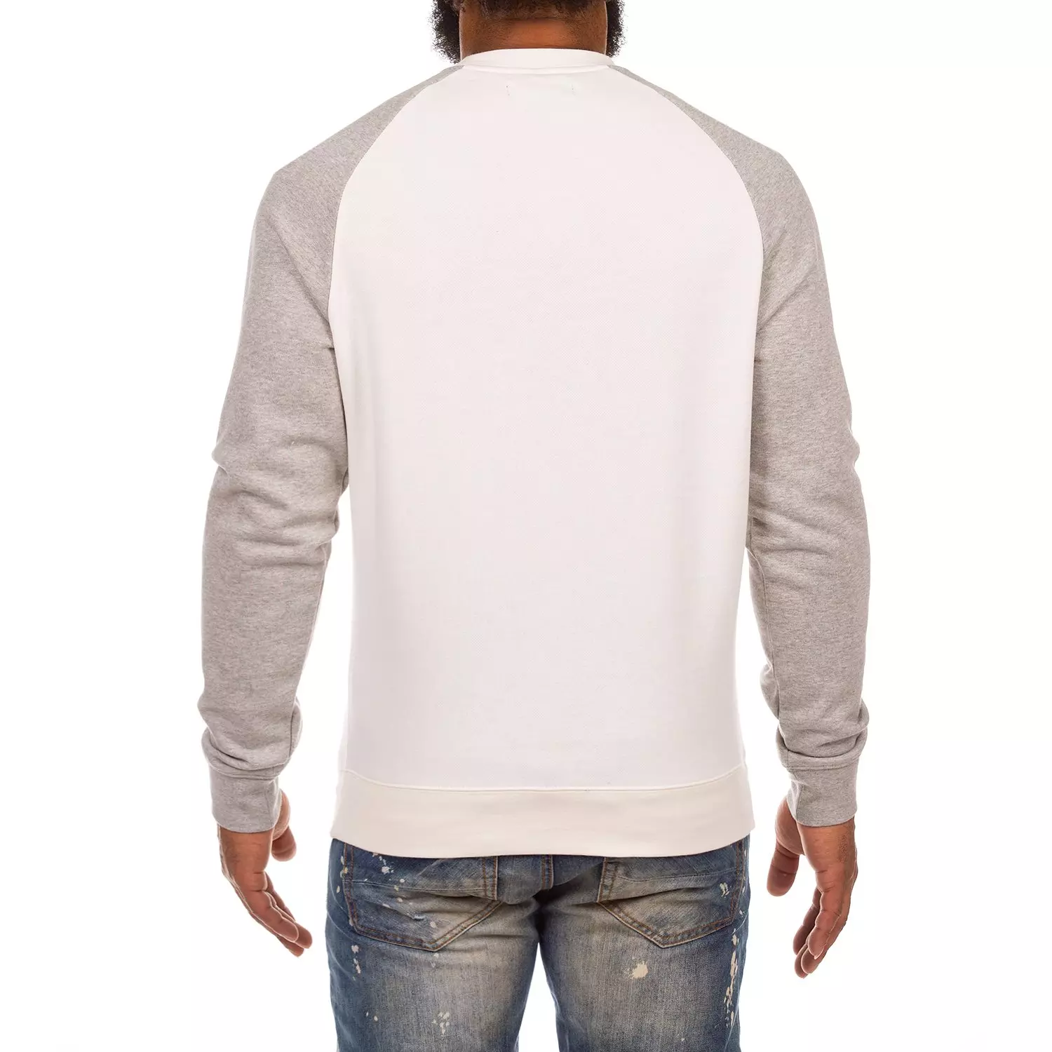 AKOO Men's Hustla Crewneck Long Sleeve Tee - WHITE/GREY