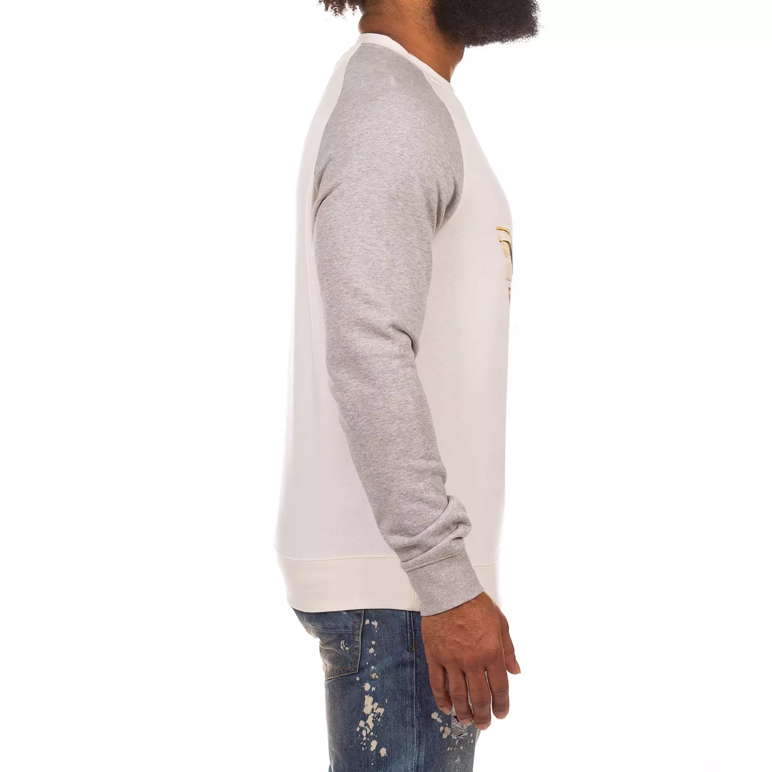 AKOO Men's Hustla Crewneck Long Sleeve Tee - WHITE/GREY