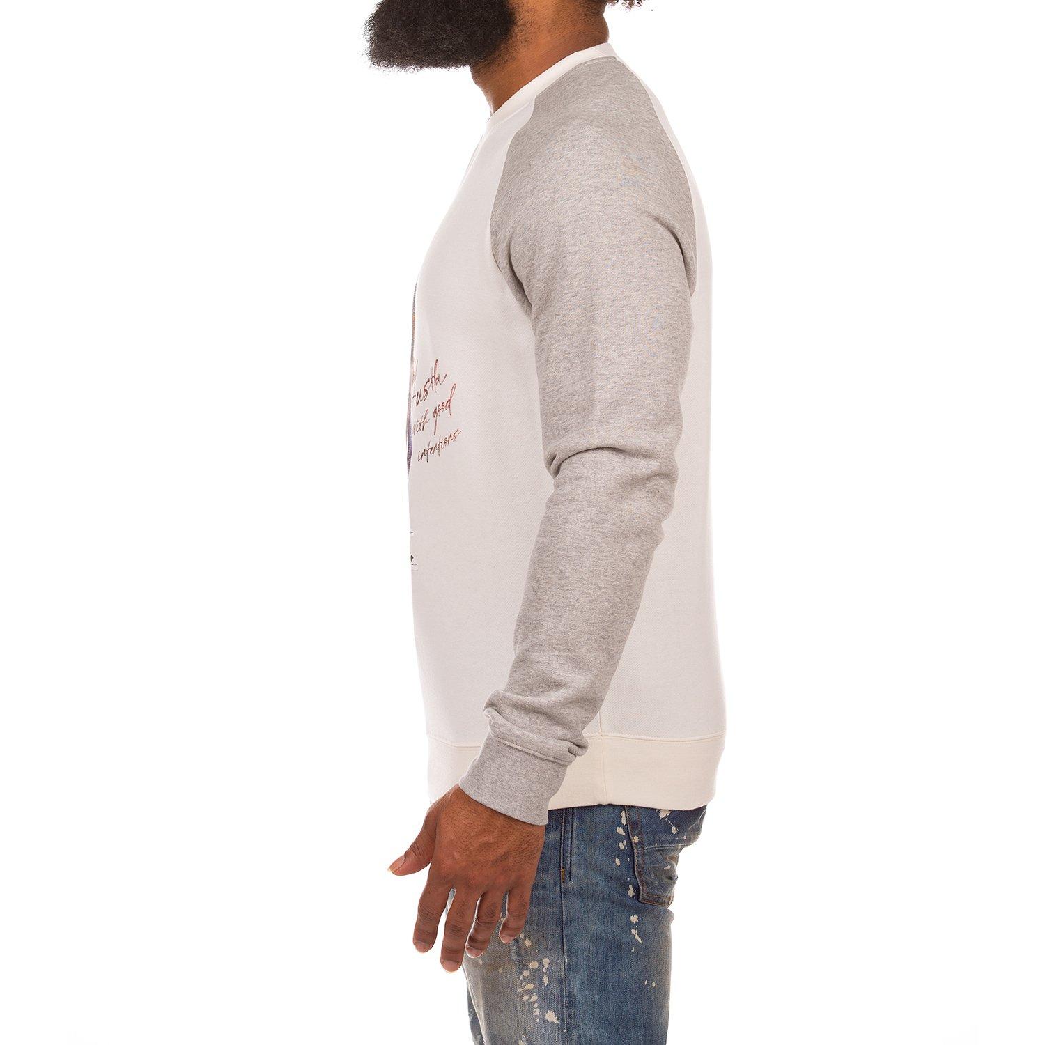 AKOO Men's Hustla Crewneck Long Sleeve Tee - WHITE/GREY Thumbnail View 5