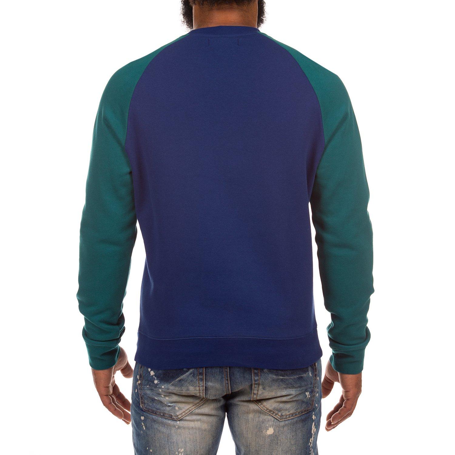 AKOO Men's Hustla Crewneck Long Sleeve Tee - BLUE/GREEN Thumbnail View 2