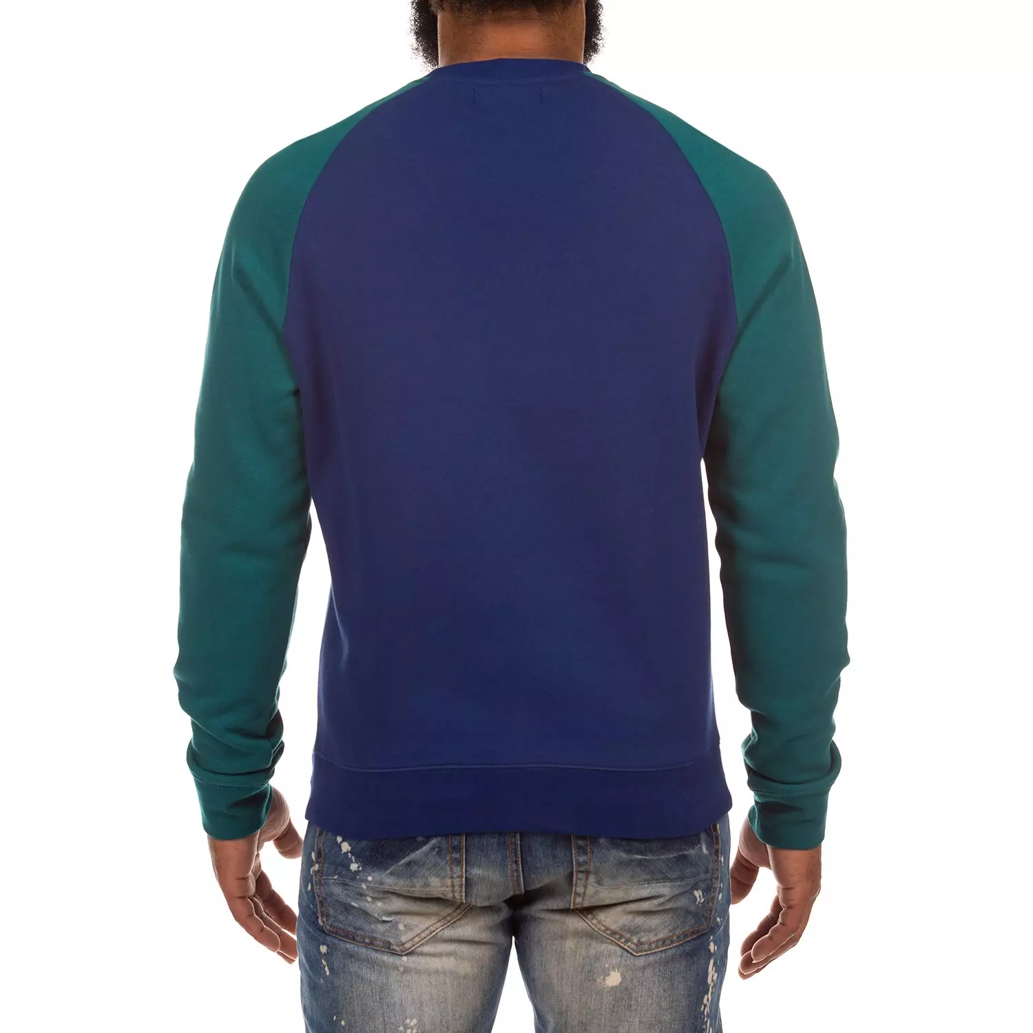 AKOO Men's Hustla Crewneck Long Sleeve Tee - BLUE/GREEN