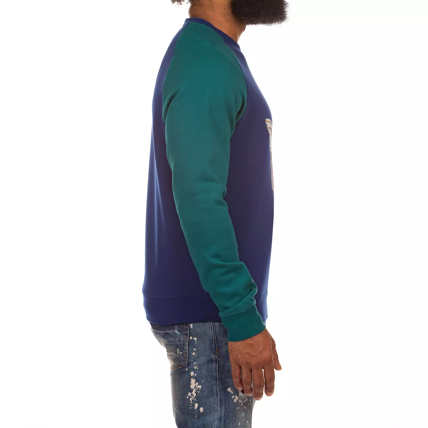 AKOO Men's Hustla Crewneck Long Sleeve Tee - BLUE/GREEN