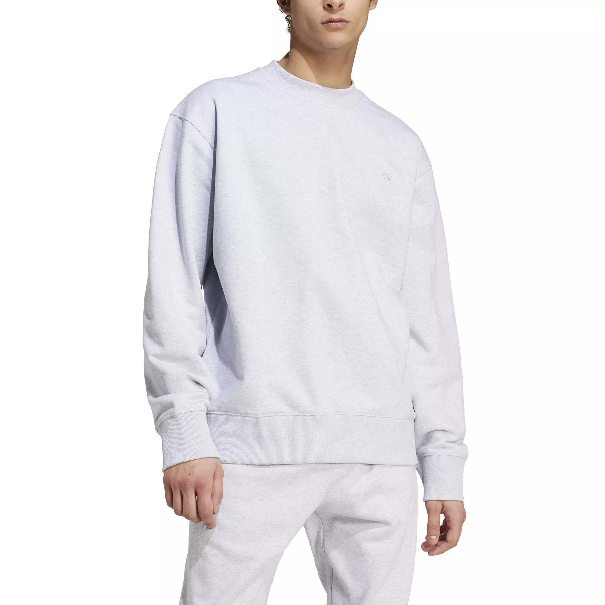 adidas Originals Men's Premium Essentials Lifestyle Crew Sweatshirt -Grey - GREY