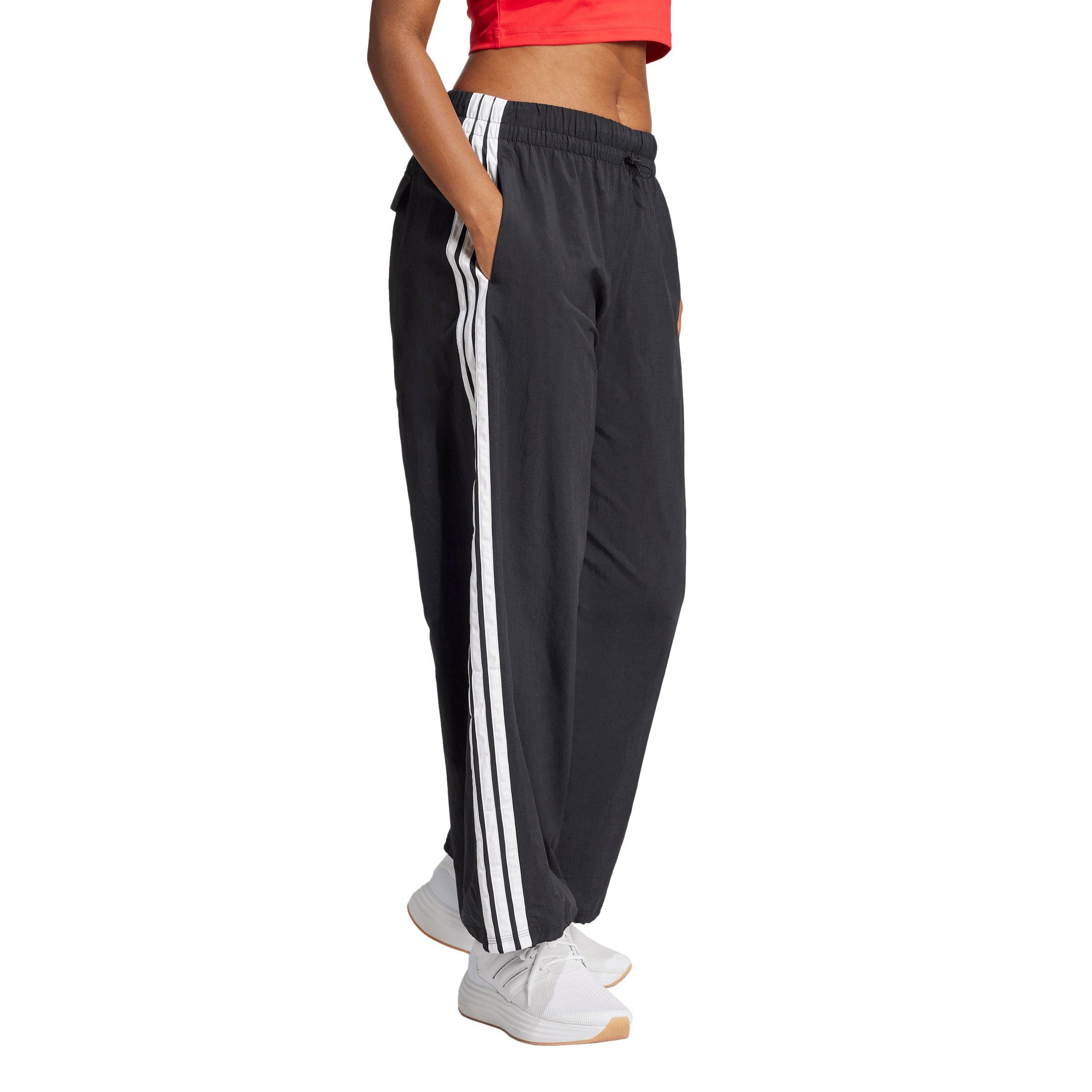 adidas Women's Essentials 3-Stripes Lifestyle Woven Parachute Pants - Black - BLACK Thumbnail View 5