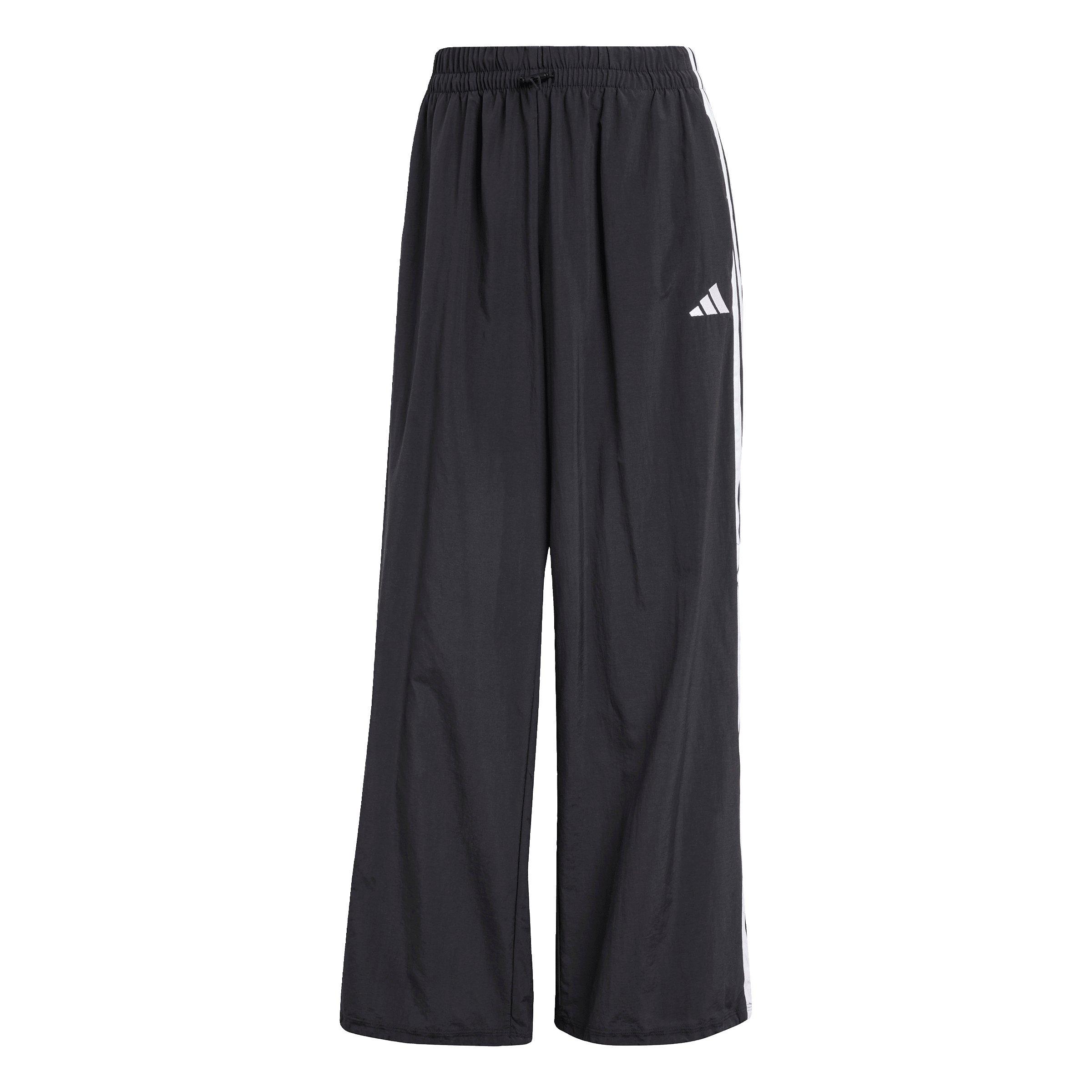 adidas Women's Essentials 3-Stripes Lifestyle Woven Parachute Pants - Black - BLACK Thumbnail View 6