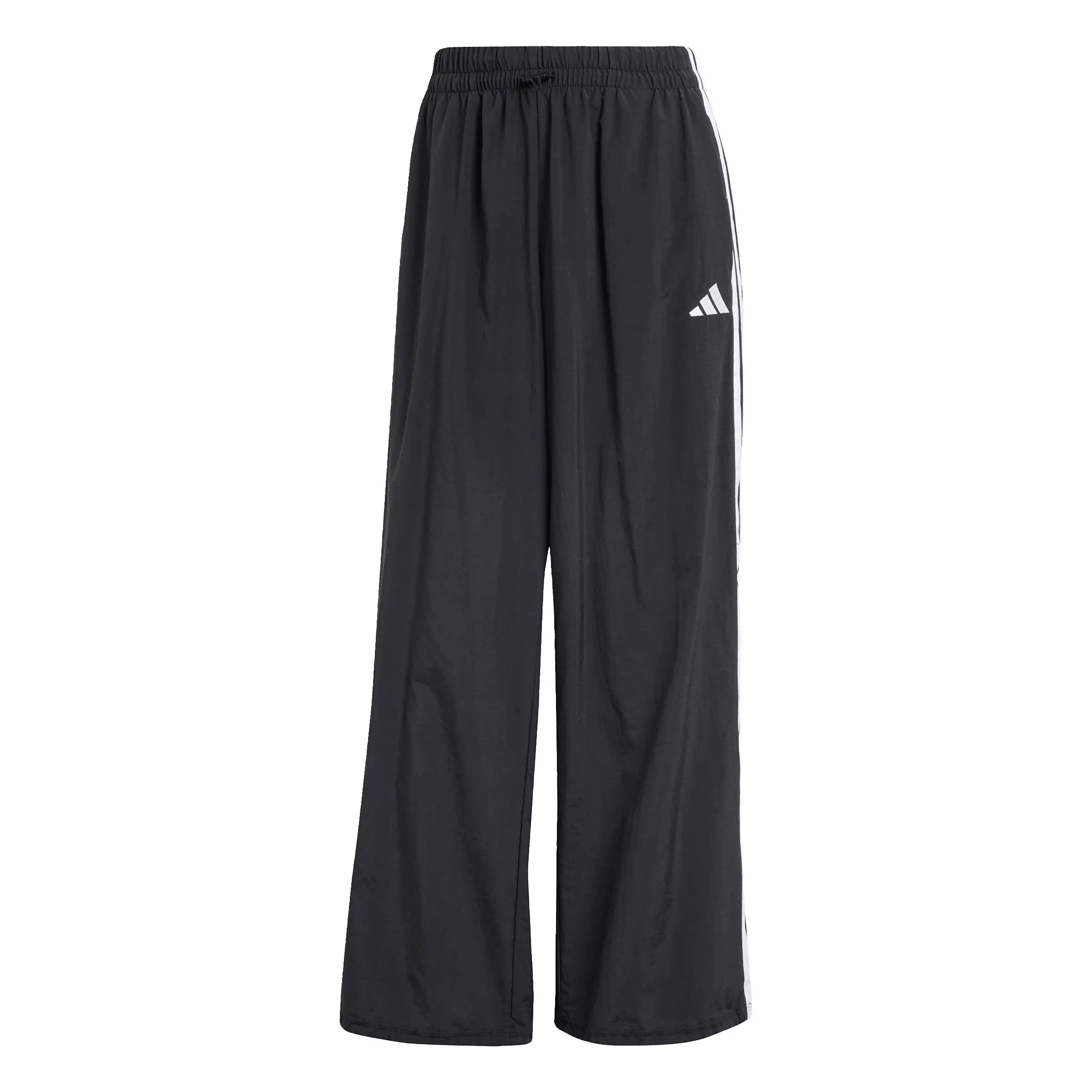 adidas Women's Essentials 3-Stripes Lifestyle Woven Parachute Pants - Black - BLACK
