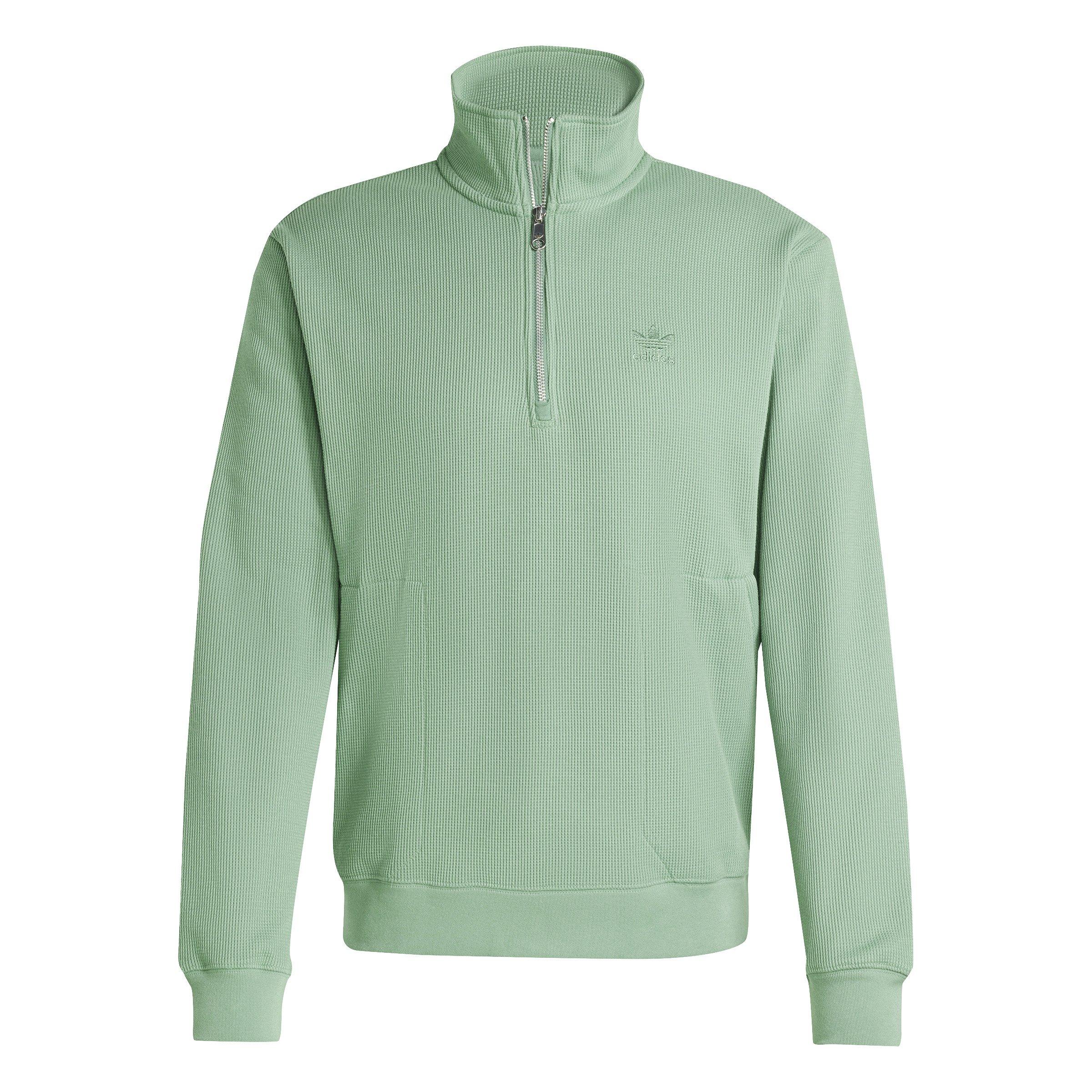 スウェット・トレーナー ADIDAS Trefoil Essential Waffle half zip Sweatshirt 4FT1952 adidas Originals Men's Trefoil Essentials Waffle 1/2 Zip