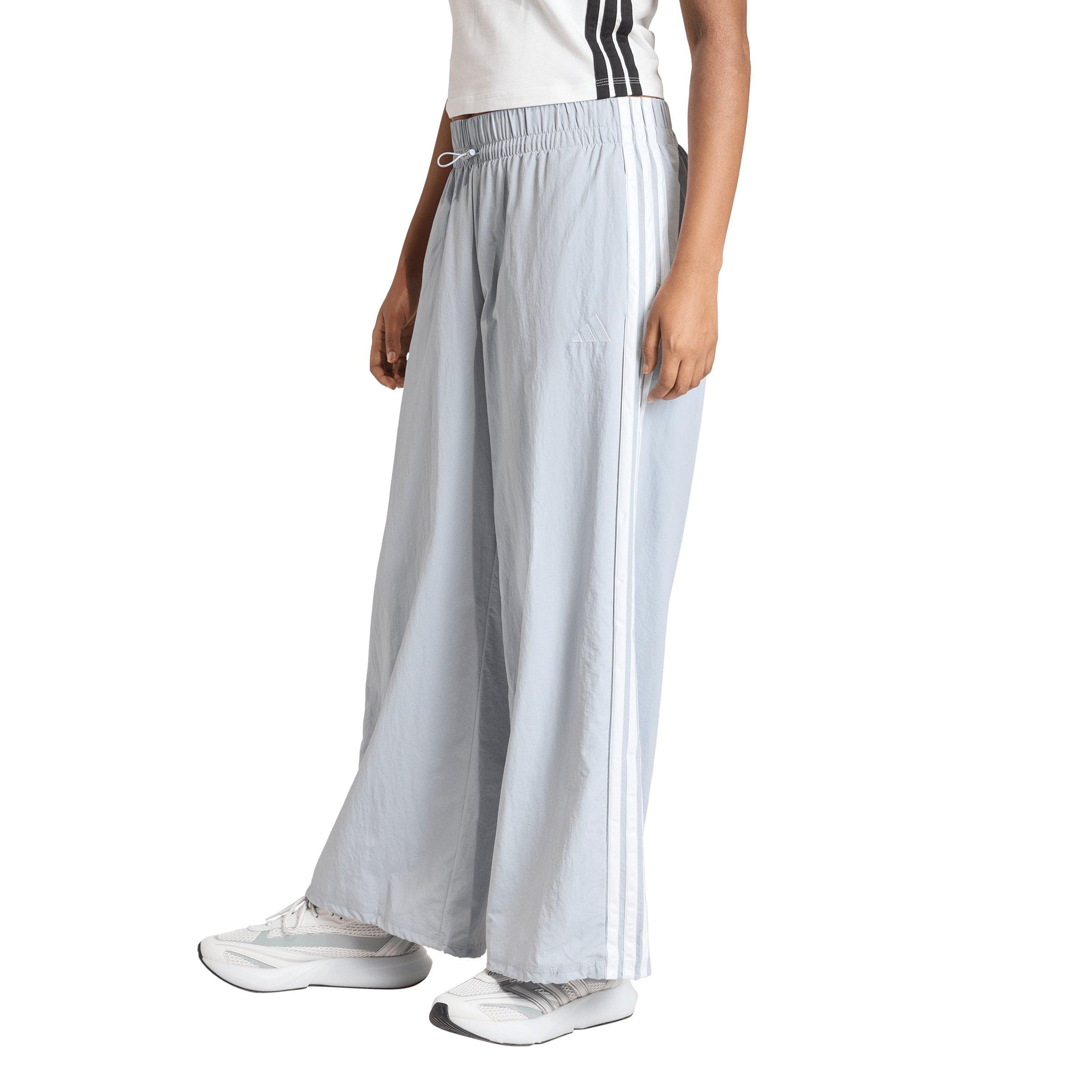 adidas Women's Essentials 3-Stripes Lifestyle Woven Parachute Pants - Silver - SILVER Thumbnail View 1