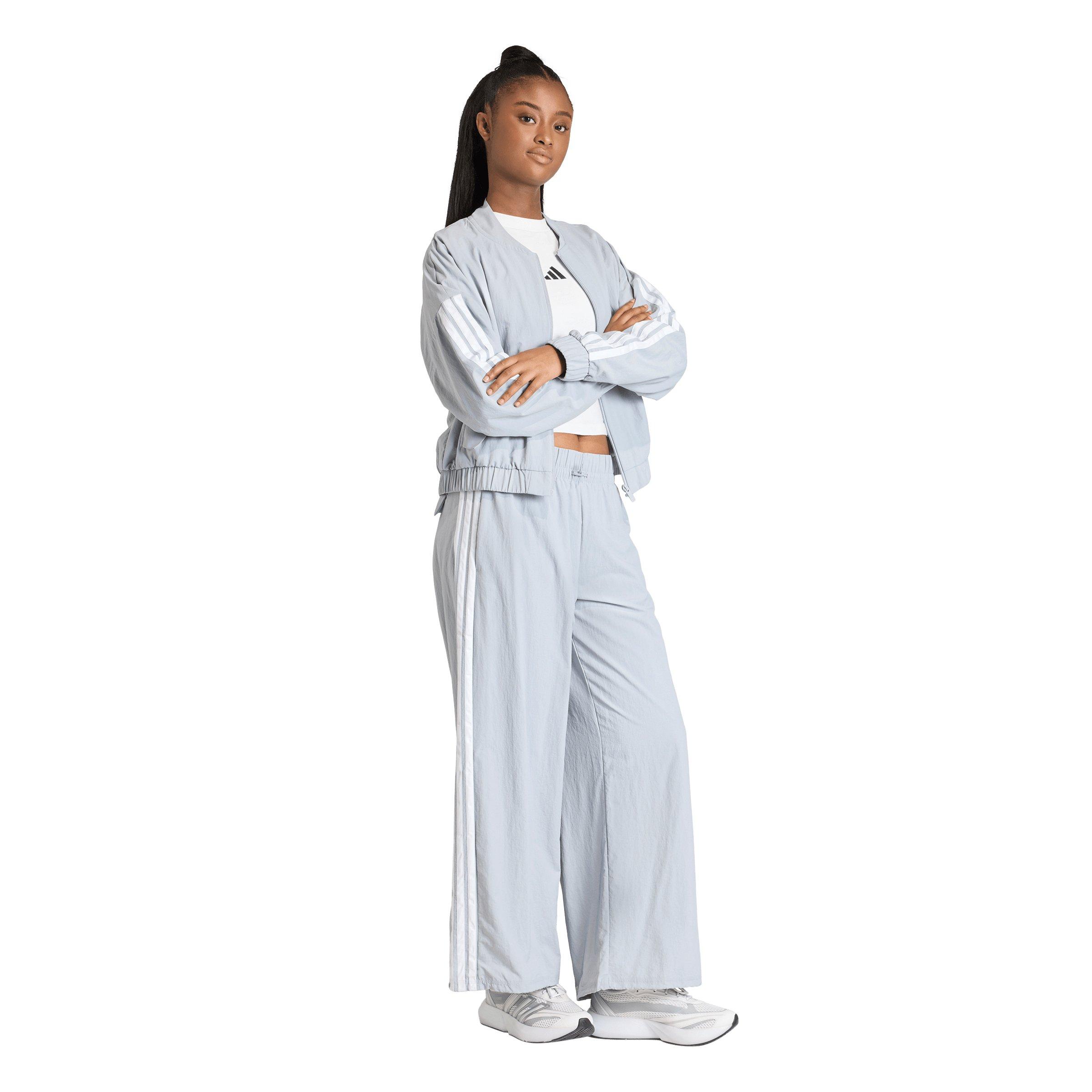 adidas Women's Essentials 3-Stripes Lifestyle Woven Parachute Pants - Silver - SILVER Thumbnail View 5