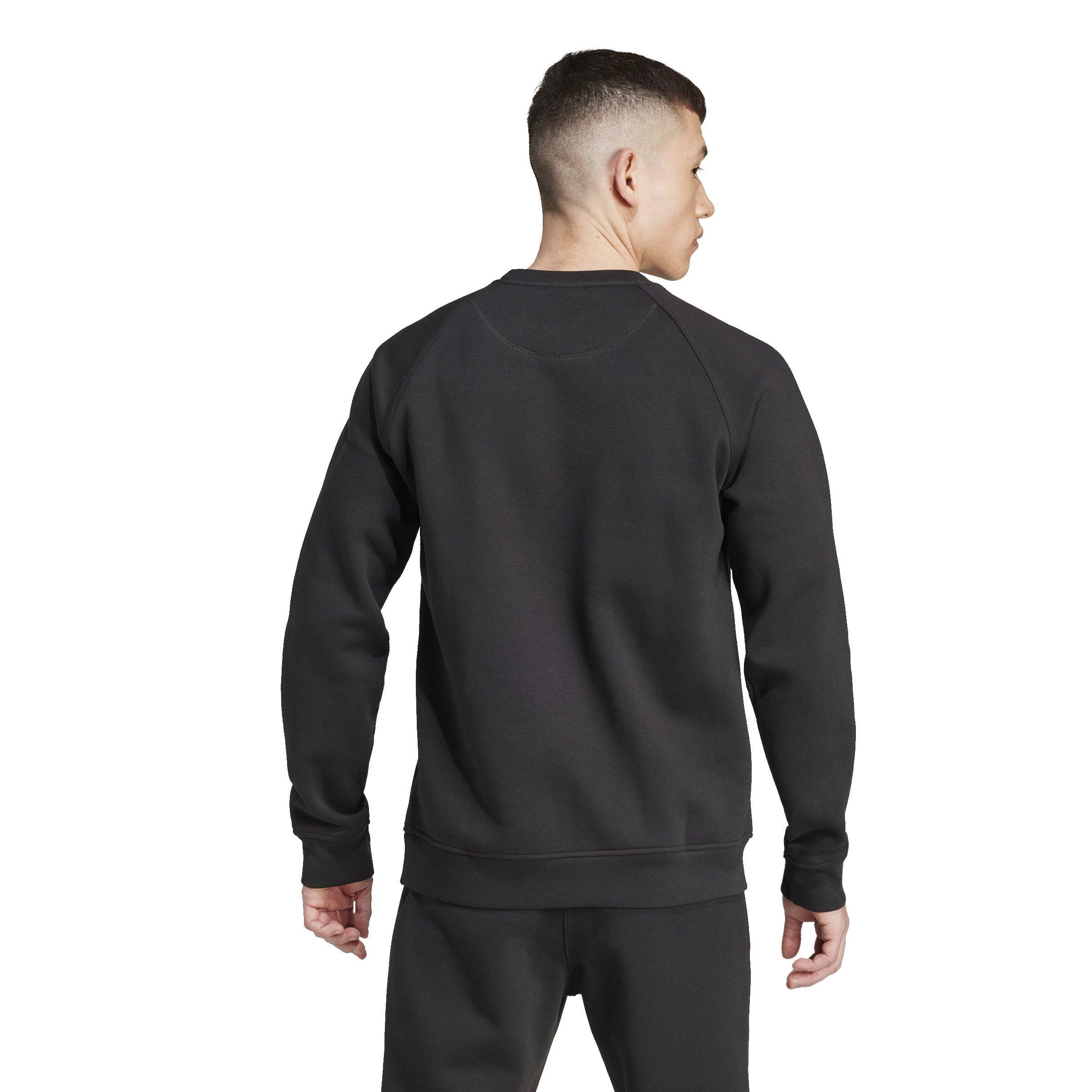 adidas Originals Men's Trefoil Essentials Lifestyle Crew Sweatshirt - Black - BLACK Thumbnail View 2