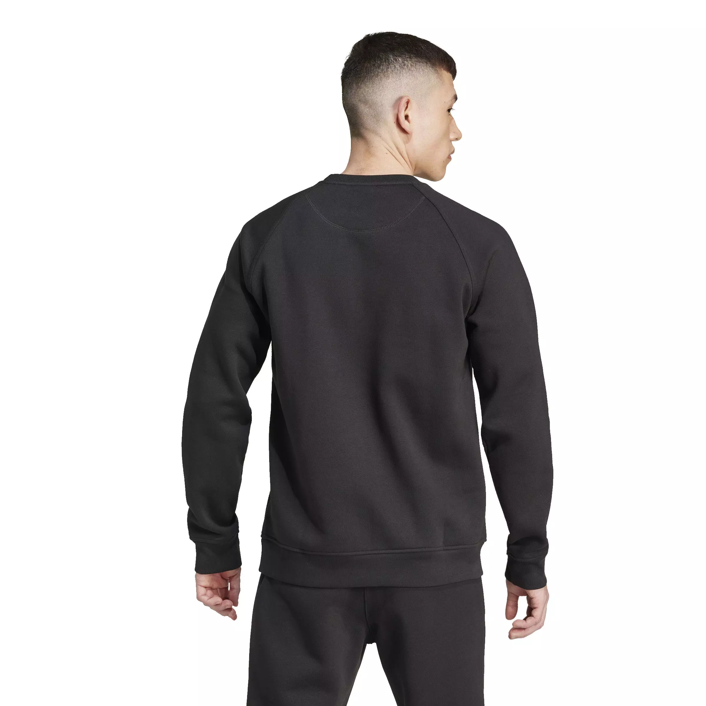 adidas Originals Men's Trefoil Essentials Lifestyle Crew Sweatshirt - Black - BLACK