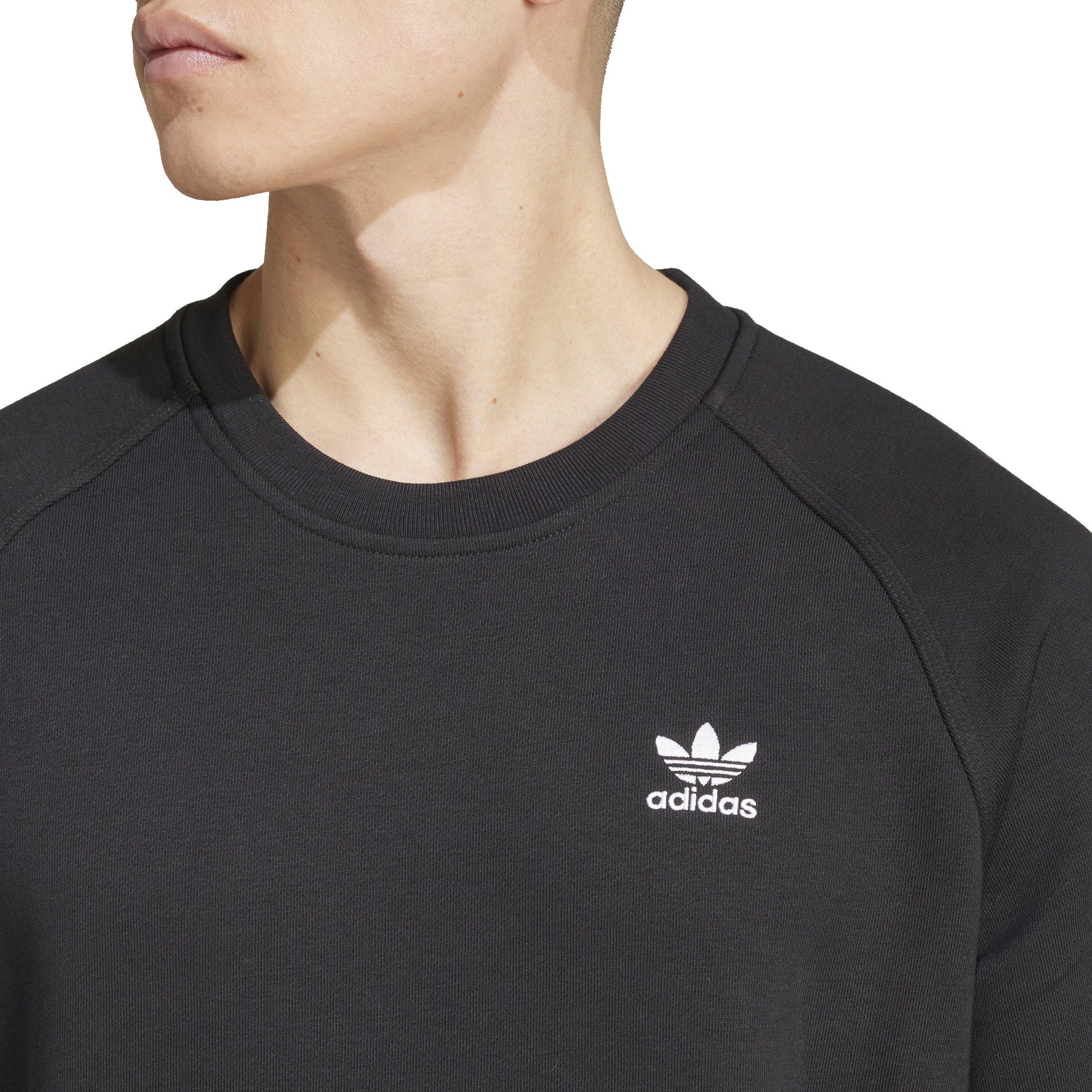adidas Originals Men's Trefoil Essentials Lifestyle Crew Sweatshirt - Black - BLACK Thumbnail View 3