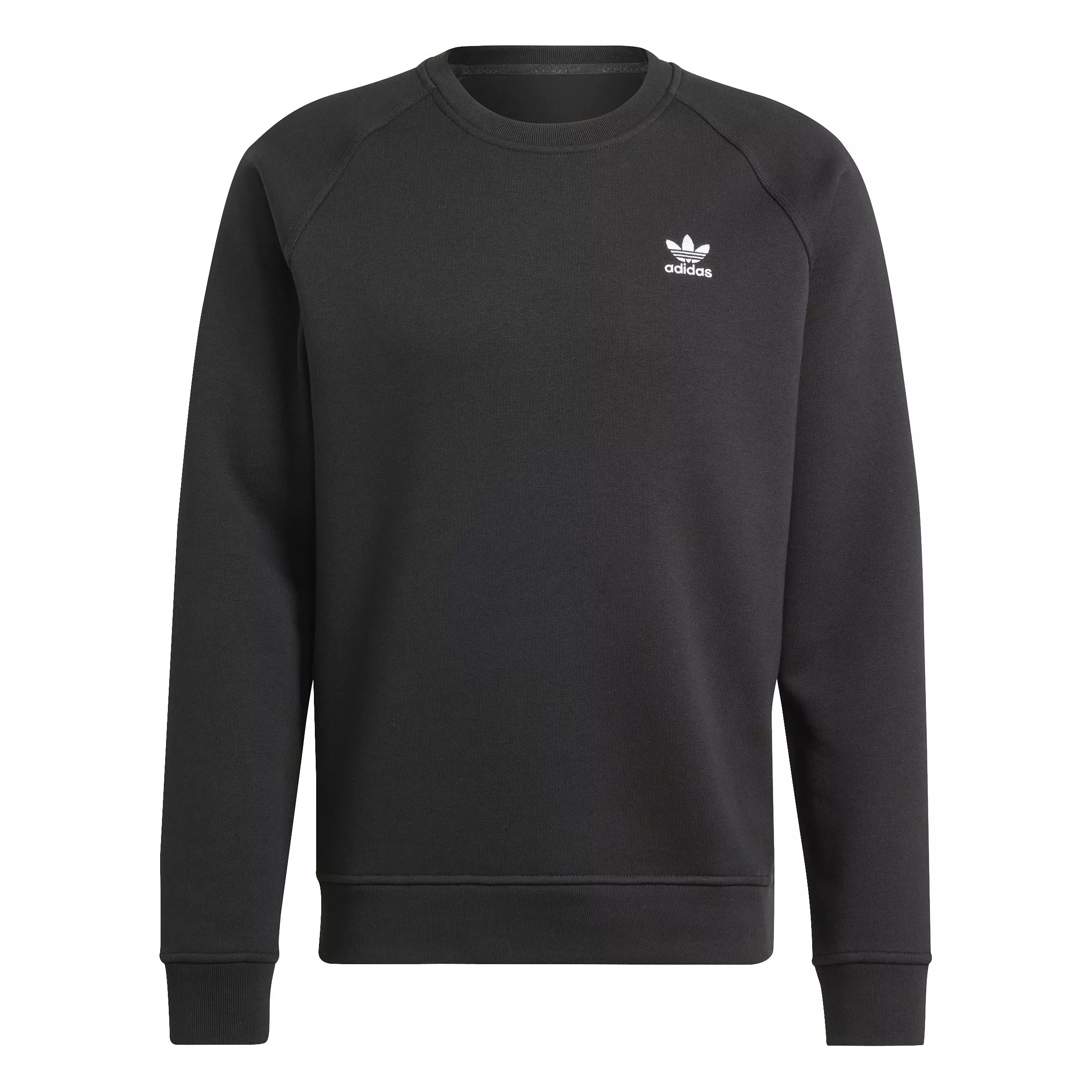 adidas Originals Men's Trefoil Essentials Lifestyle Crew Sweatshirt - Black - BLACK