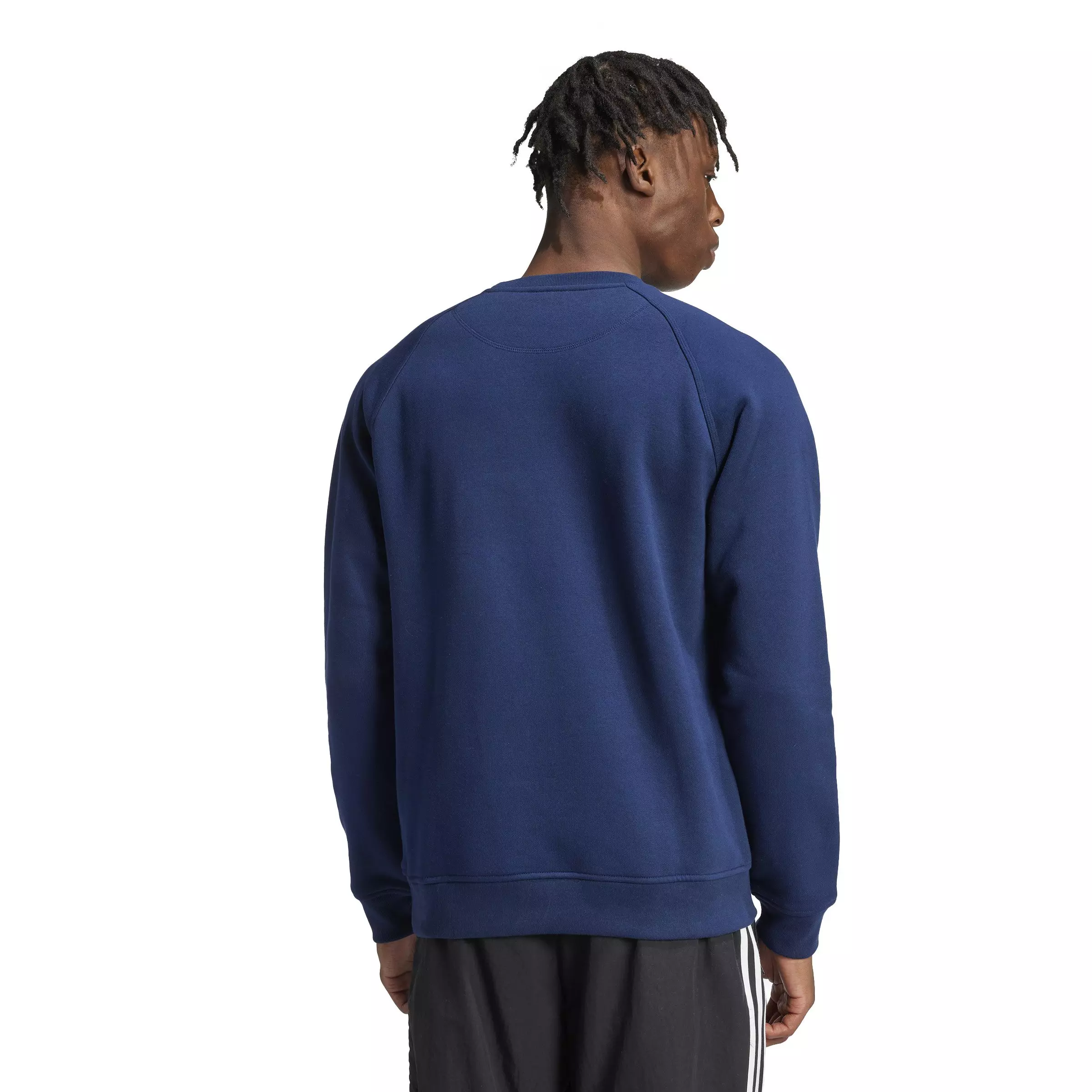 adidas Originals Men's Trefoil Essentials Lifestyle Crew Sweatshirt -Navy - NAVY