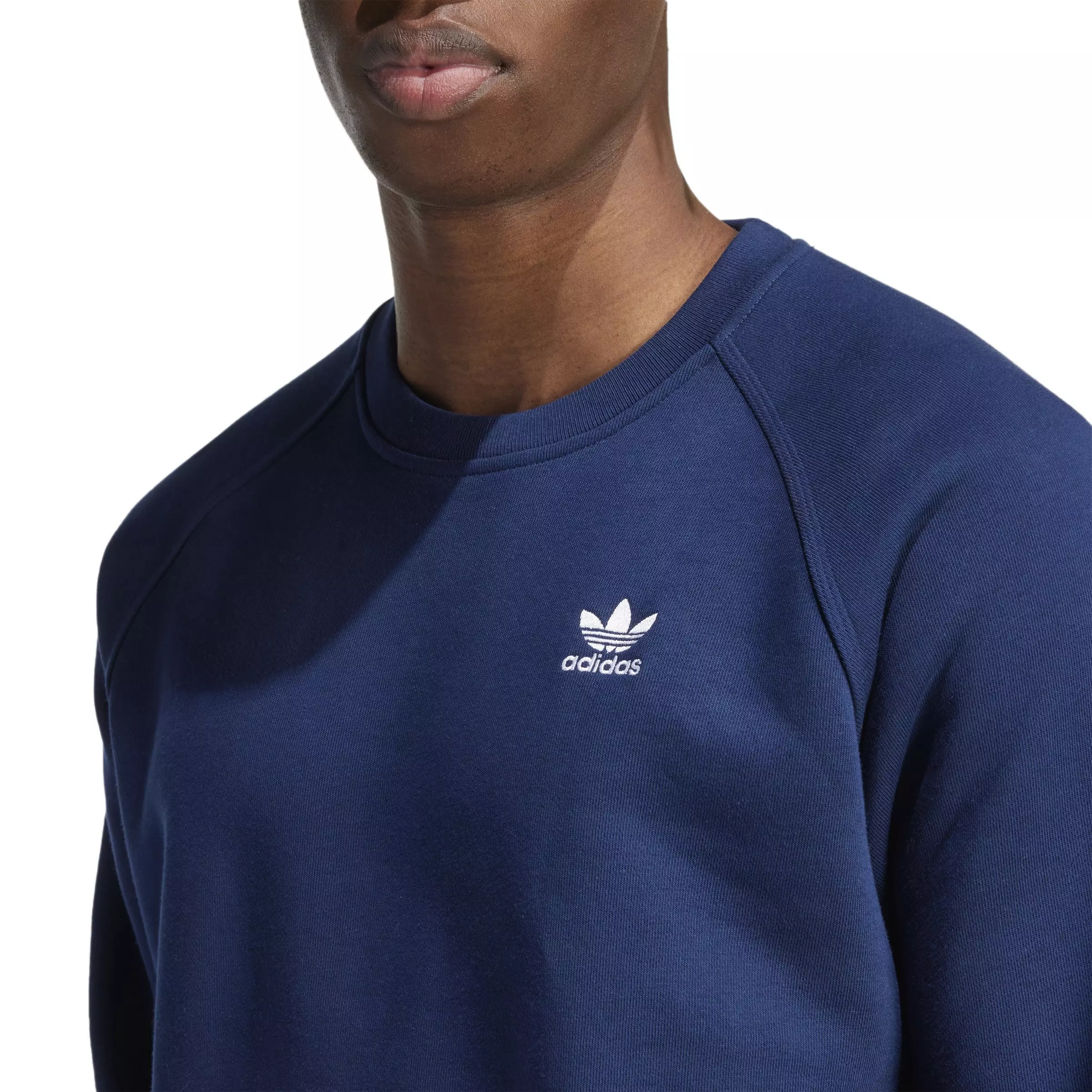 adidas Originals Men's Trefoil Essentials Lifestyle Crew Sweatshirt -Navy - NAVY