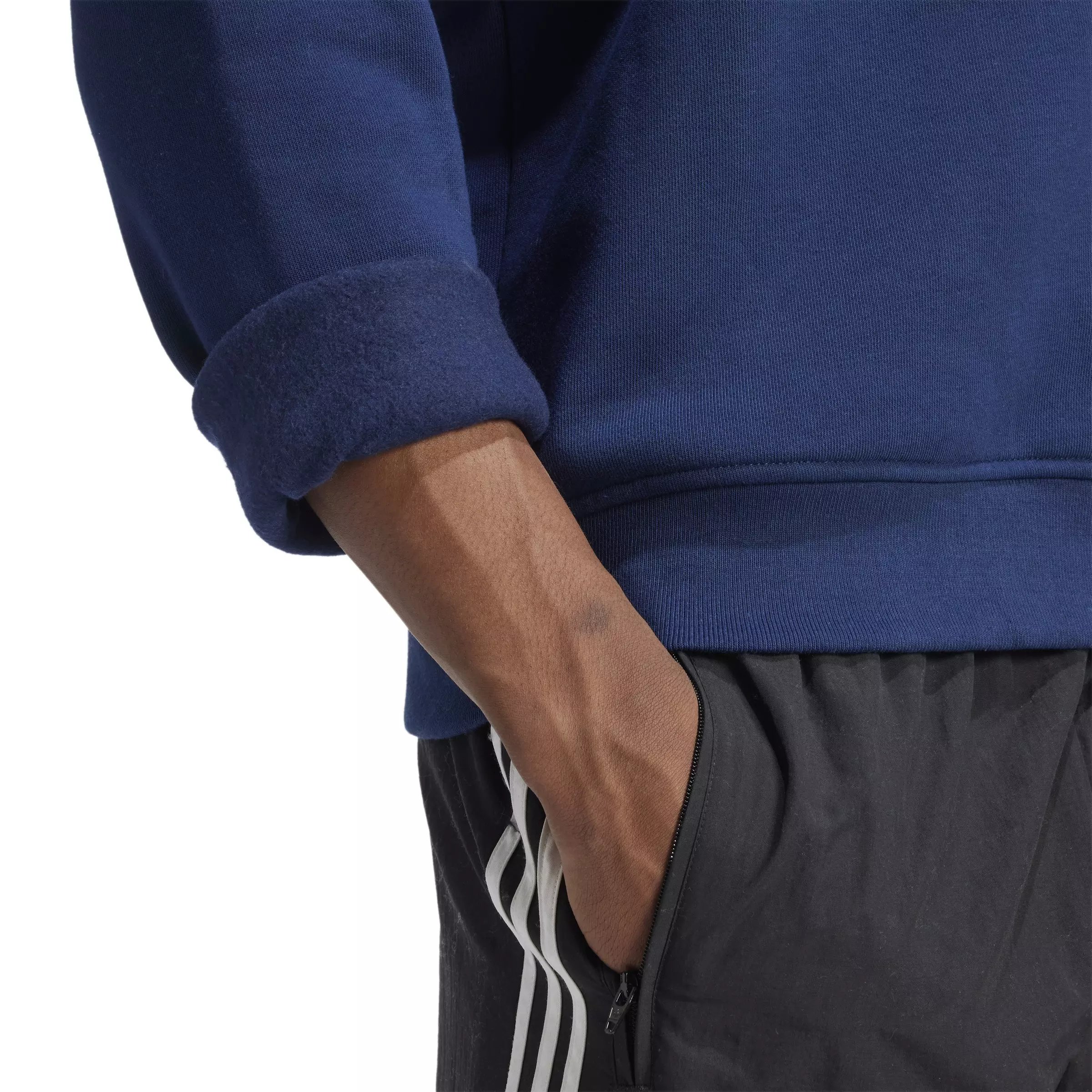 adidas Originals Men's Trefoil Essentials Lifestyle Crew Sweatshirt -Navy - NAVY