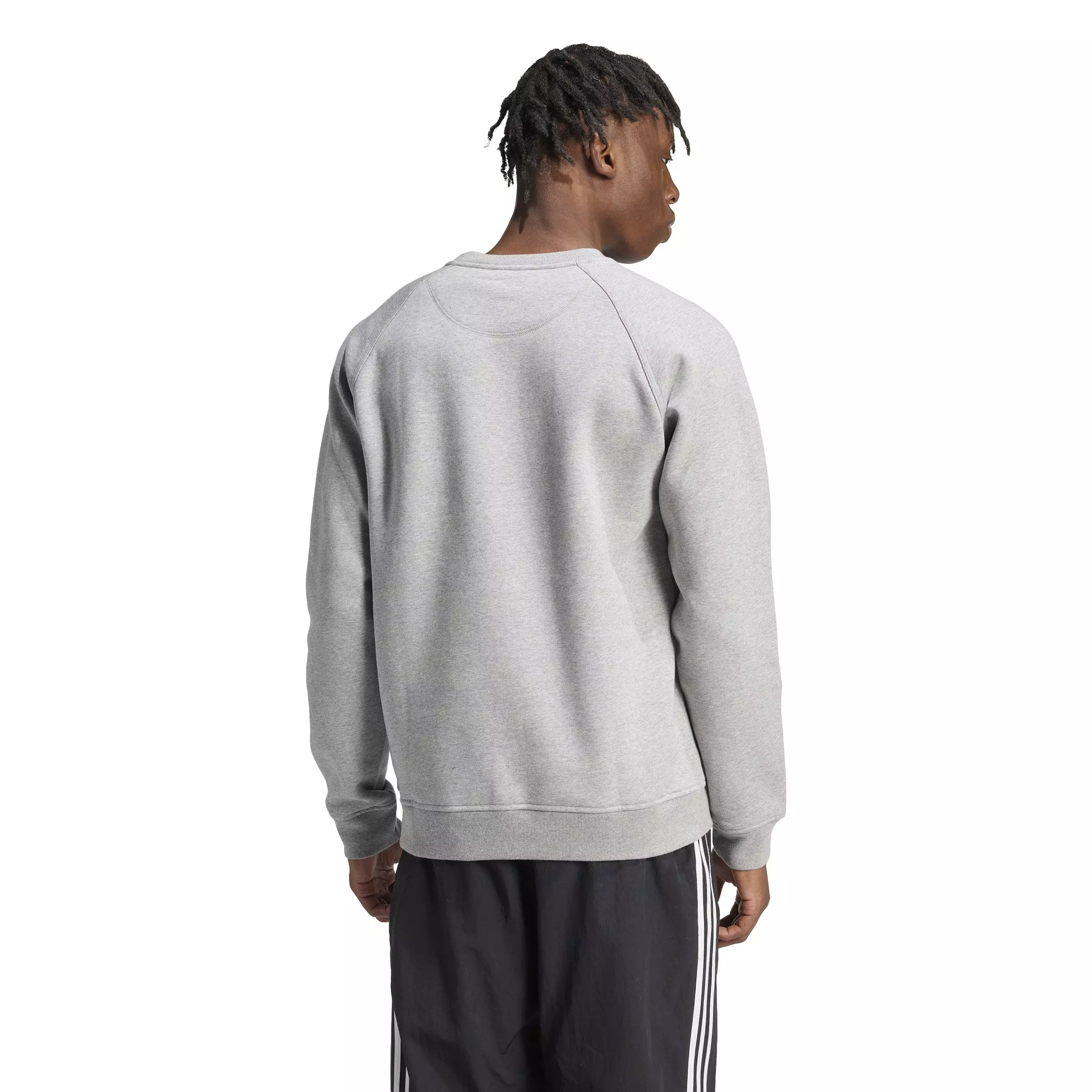 adidas Originals Men's Trefoil Essentials Lifestyle Crew Sweatshirt -Grey - GREY