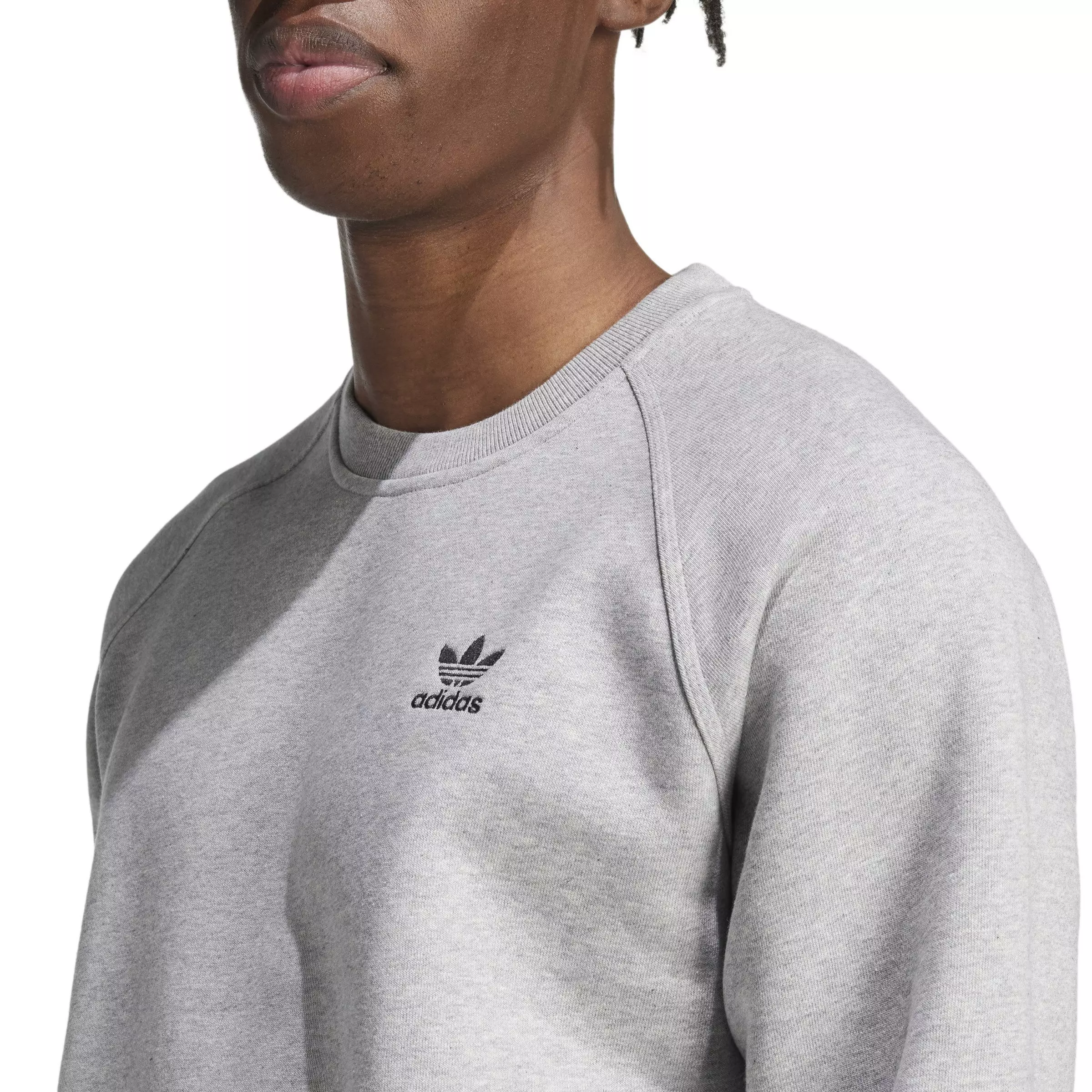 adidas Originals Men's Trefoil Essentials Lifestyle Crew Sweatshirt -Grey - GREY