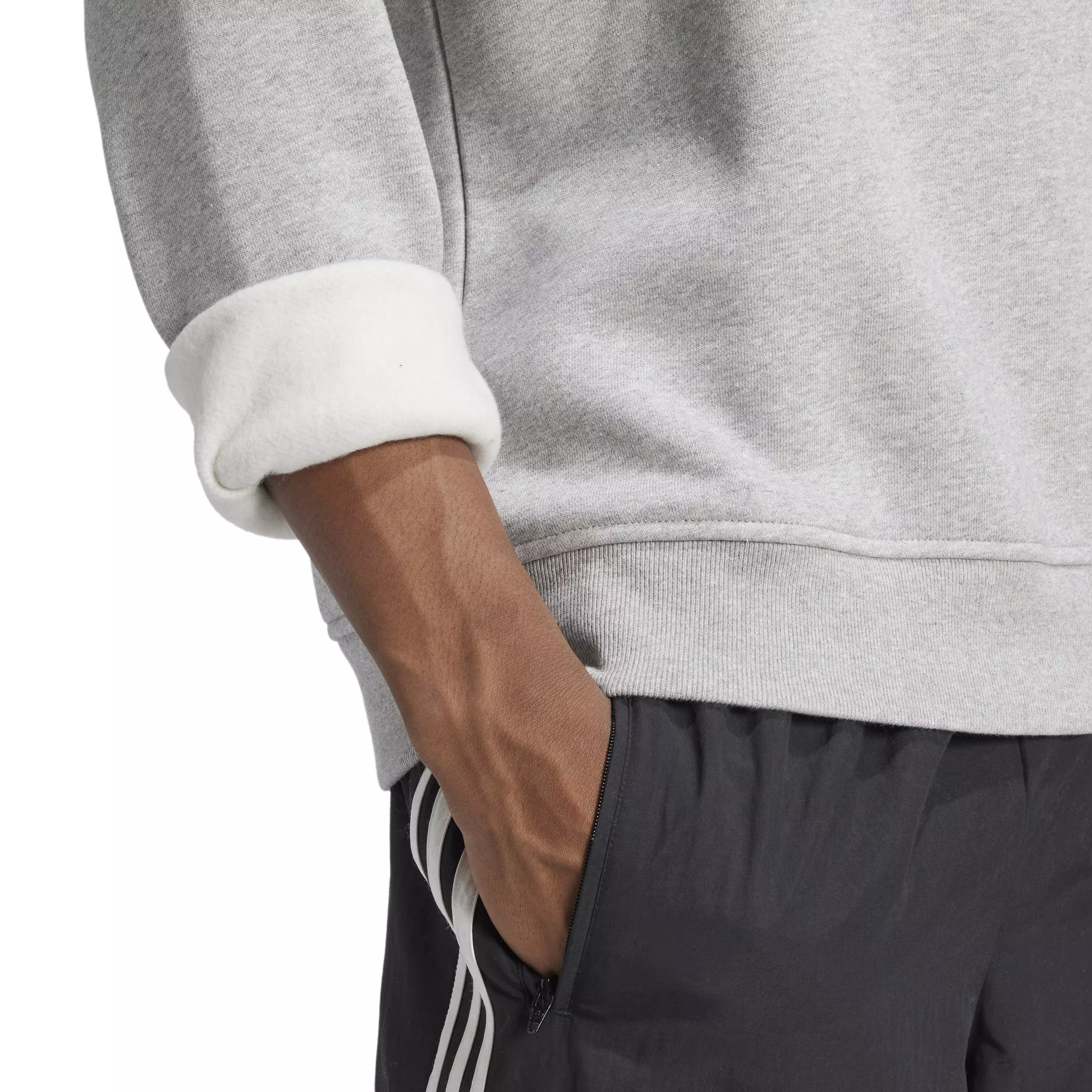 adidas Originals Men's Trefoil Essentials Lifestyle Crew Sweatshirt -Grey - GREY