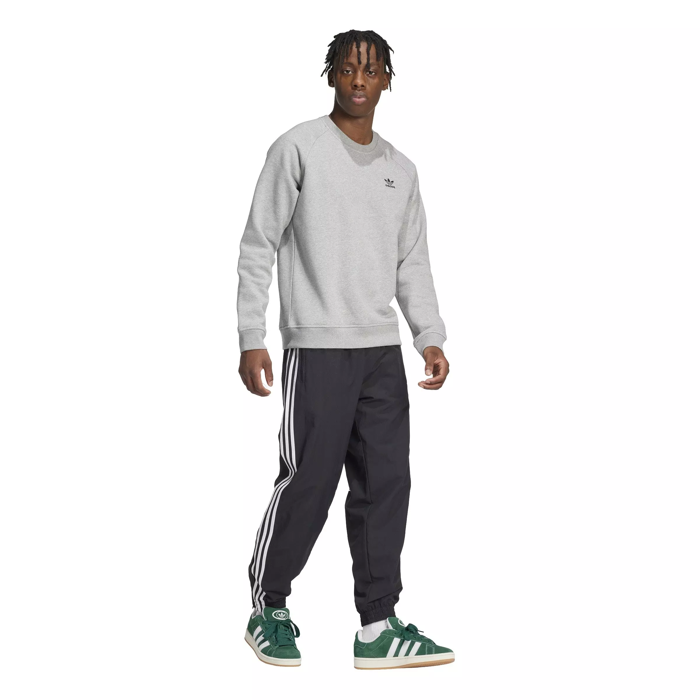 adidas Originals Men's Trefoil Essentials Lifestyle Crew Sweatshirt -Grey - GREY
